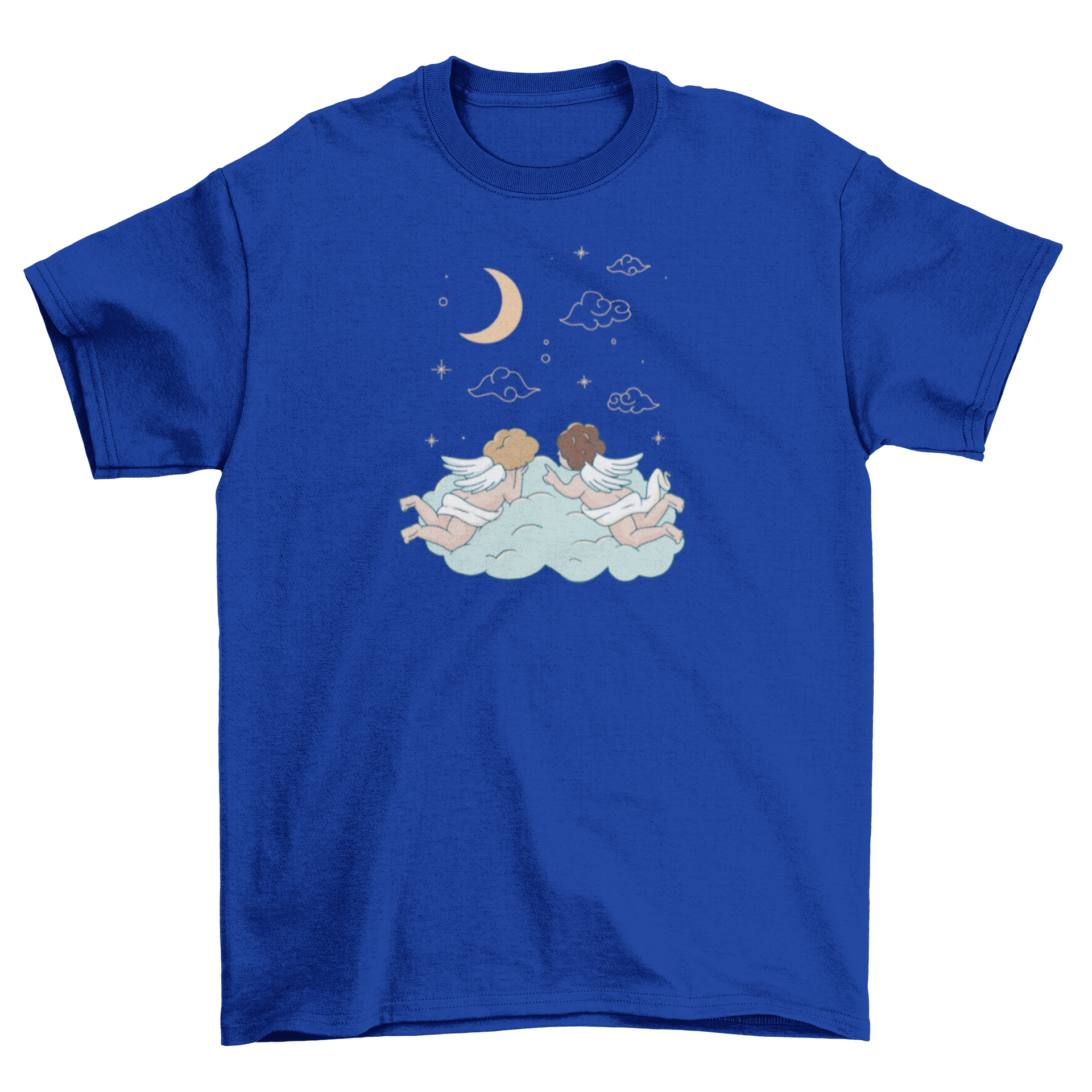 A cute Baby Angels T-Shirt featuring two baby angels on a fluffy cloud, perfect for children.