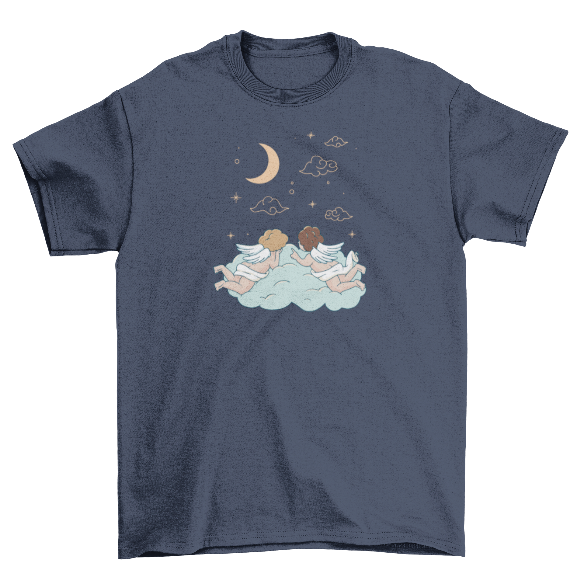 A cute Baby Angels T-Shirt featuring two baby angels on a fluffy cloud, perfect for children.