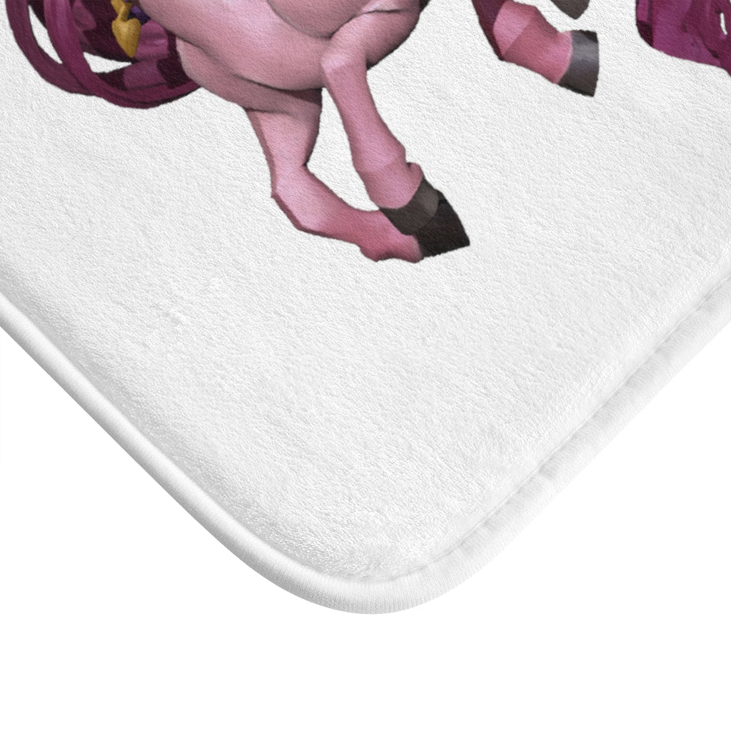 Baby Cupid and Horse Bath Mat with anti-slip backing, featuring a whimsical design in soft microfiber material.