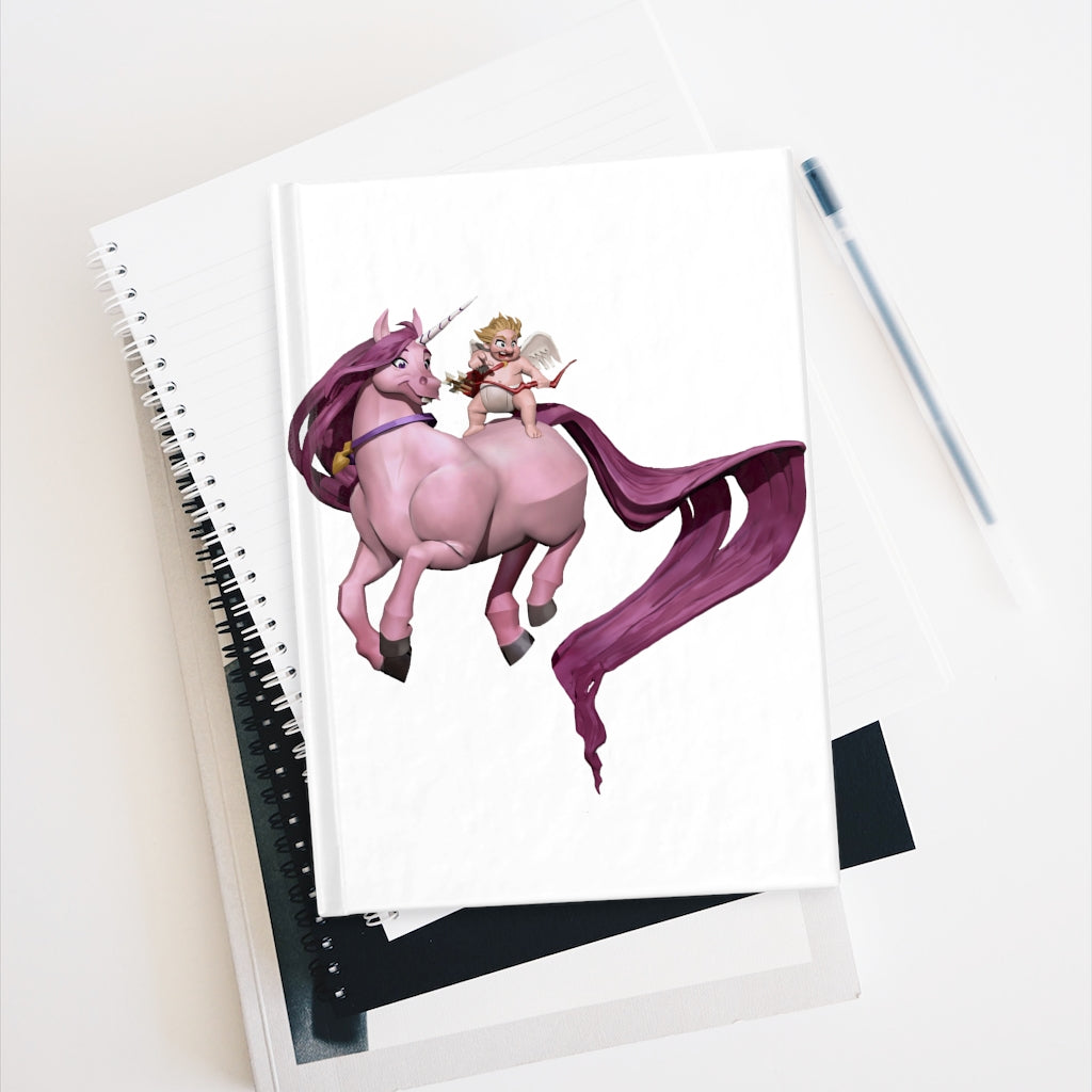 Baby Cupid and Horse Journal with a colorful wraparound design, featuring blank pages for writing and sketching.