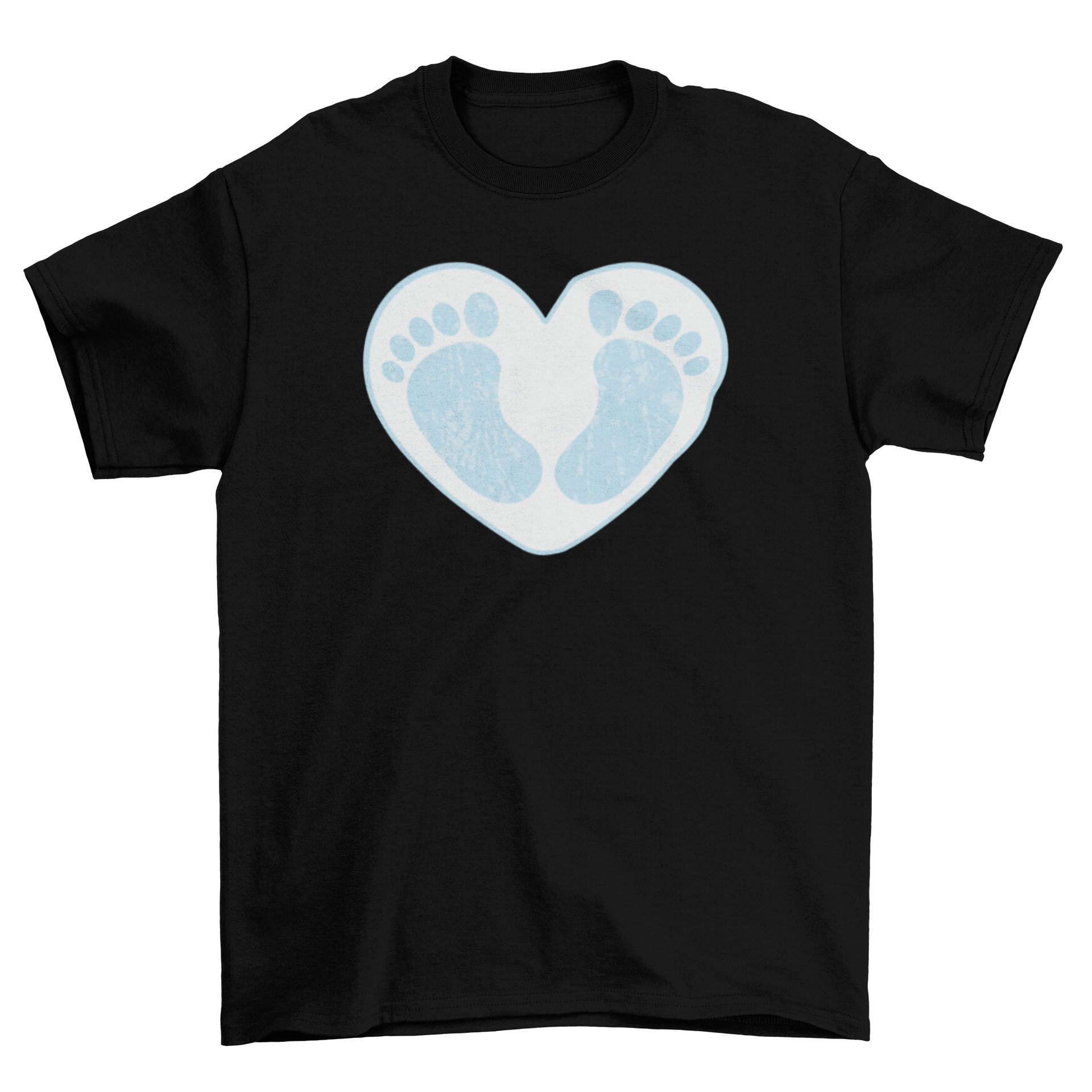 A cute baby feet t-shirt featuring two tiny baby feet inside a heart design, perfect for infants.