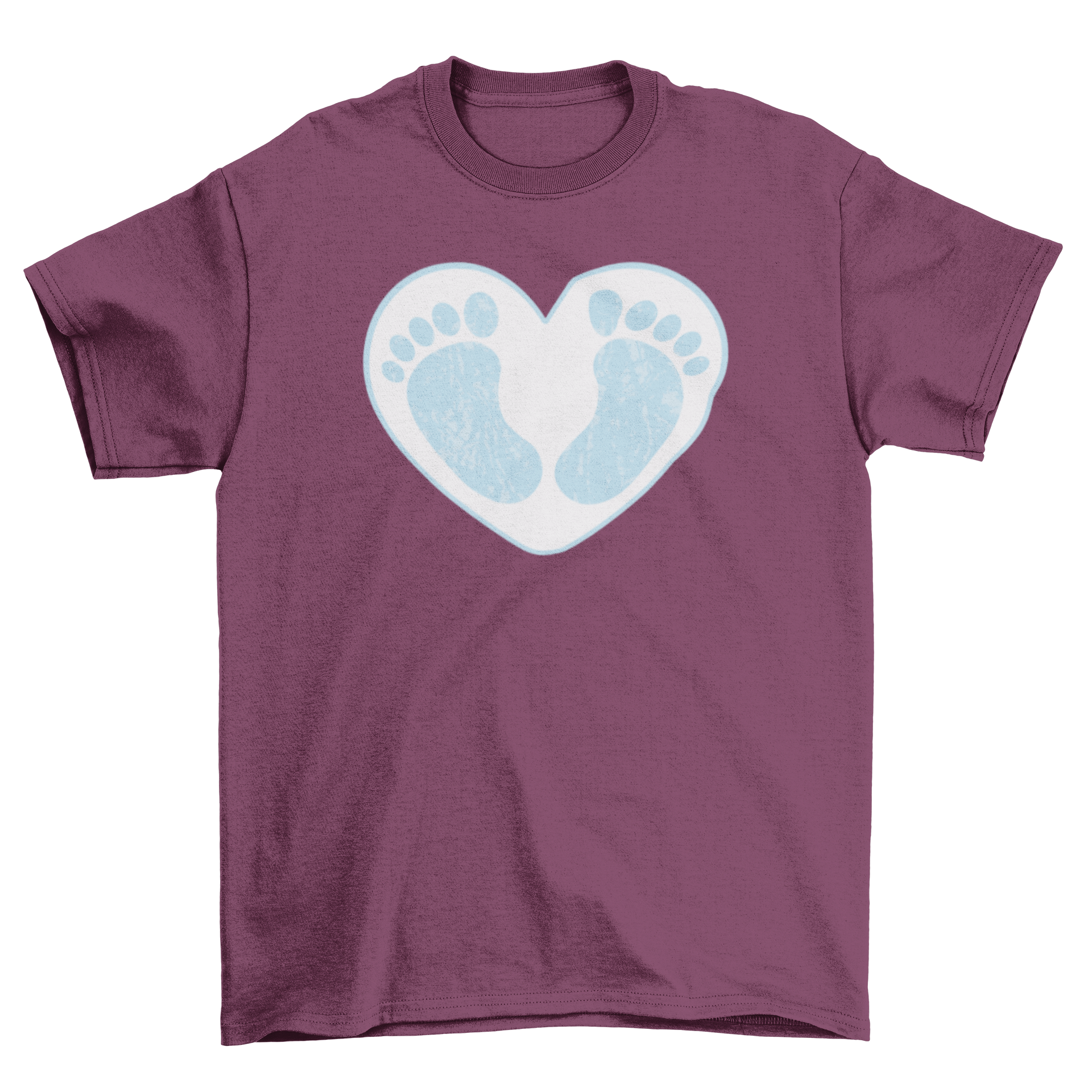 A cute baby feet t-shirt featuring two tiny baby feet inside a heart design, perfect for infants.