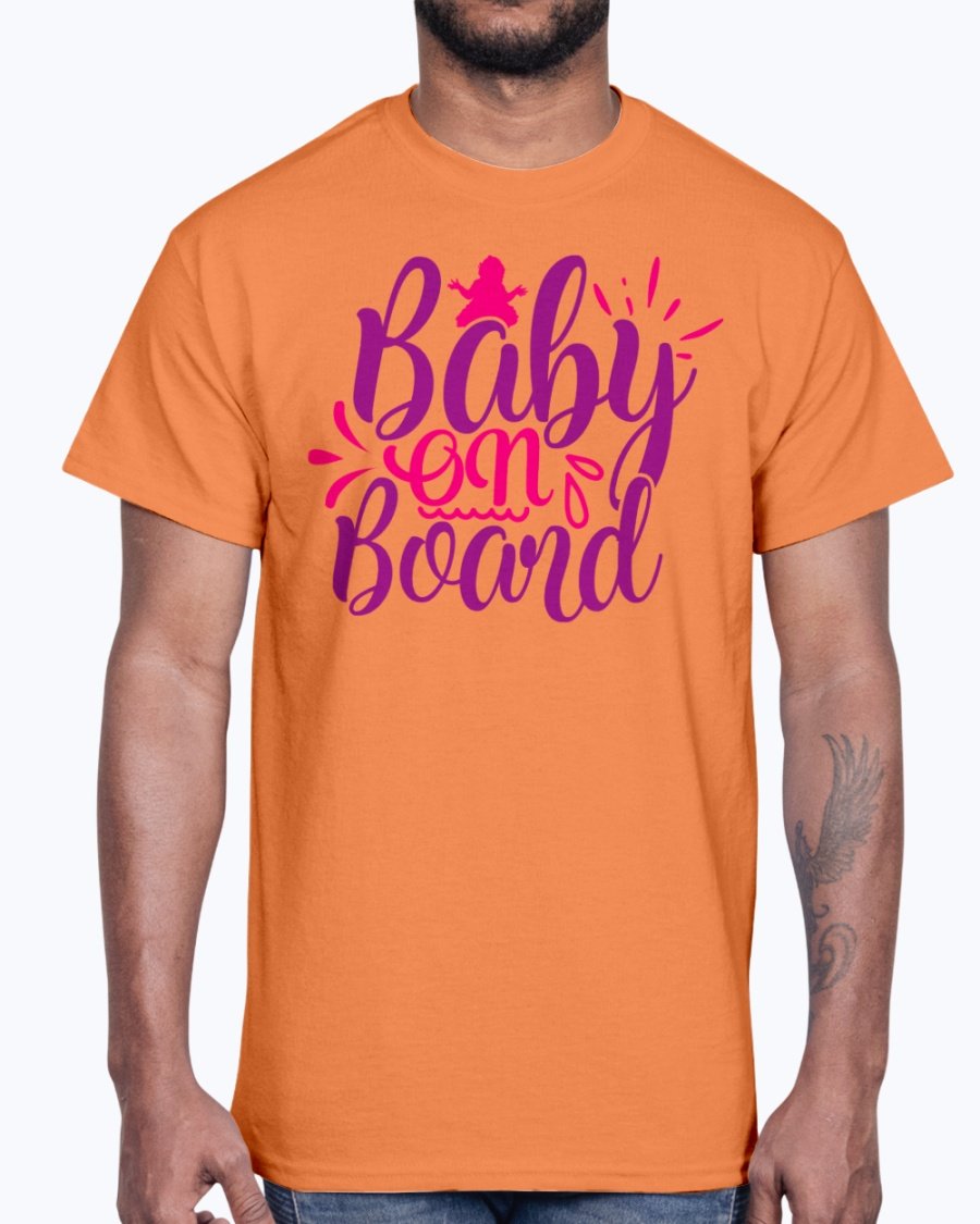 A cute Baby On Board Cotton Tee in various colors, showcasing its unisex design and soft fabric, perfect for babies.