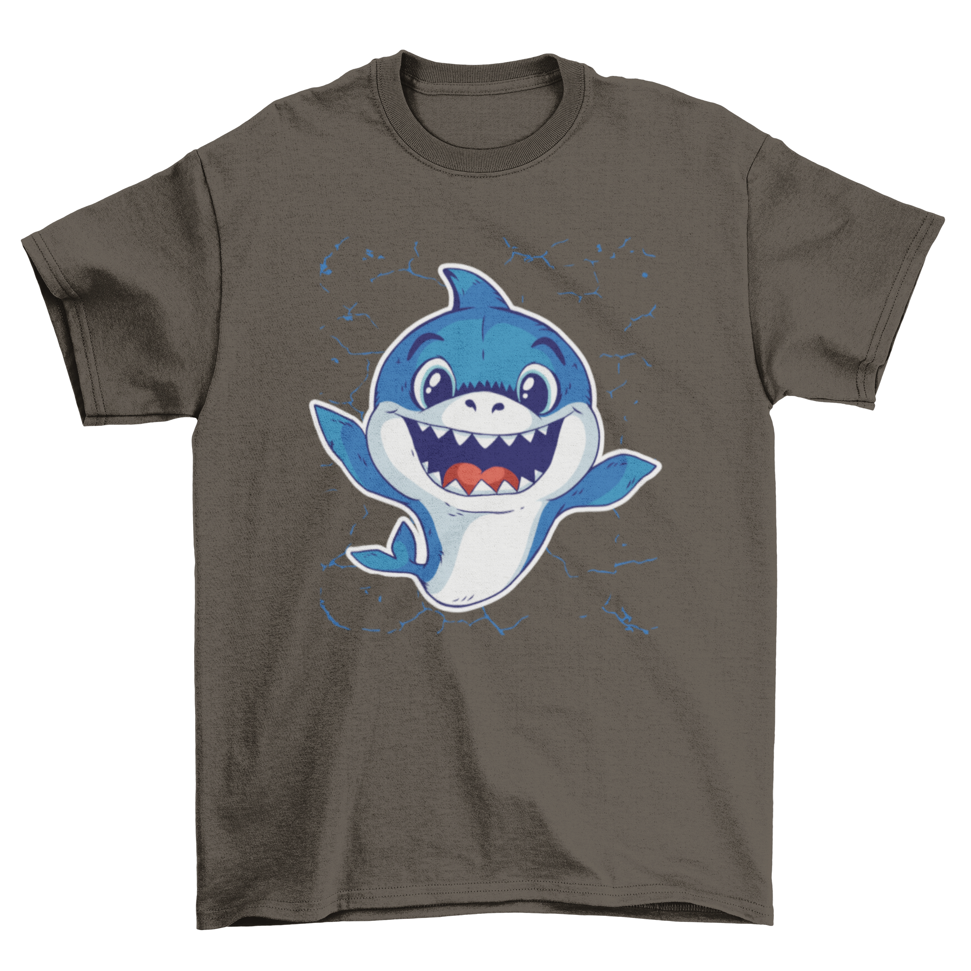 A colorful Baby Shark T-shirt featuring a cute baby shark design, perfect for kids.