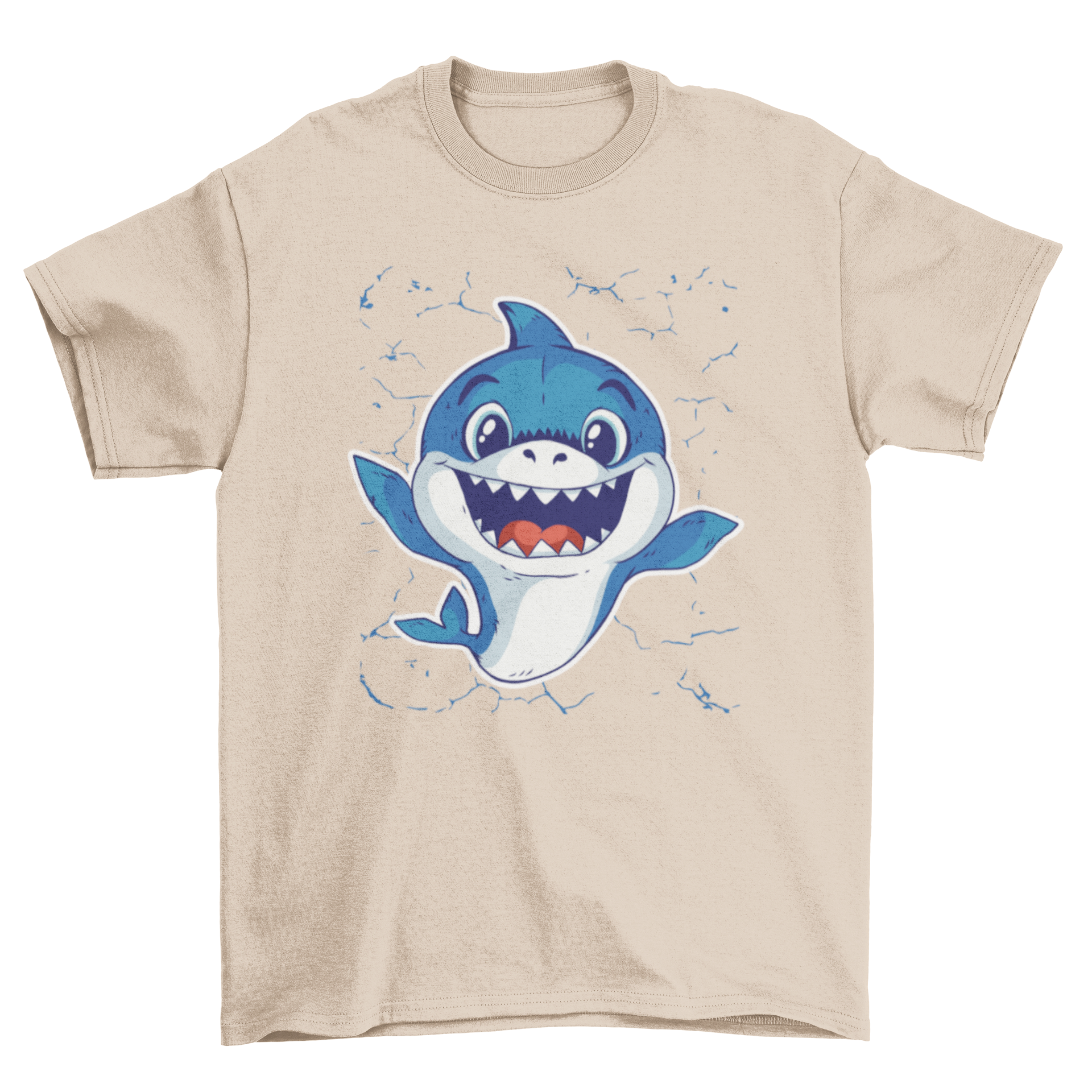 A colorful Baby Shark T-shirt featuring a cute baby shark design, perfect for kids.