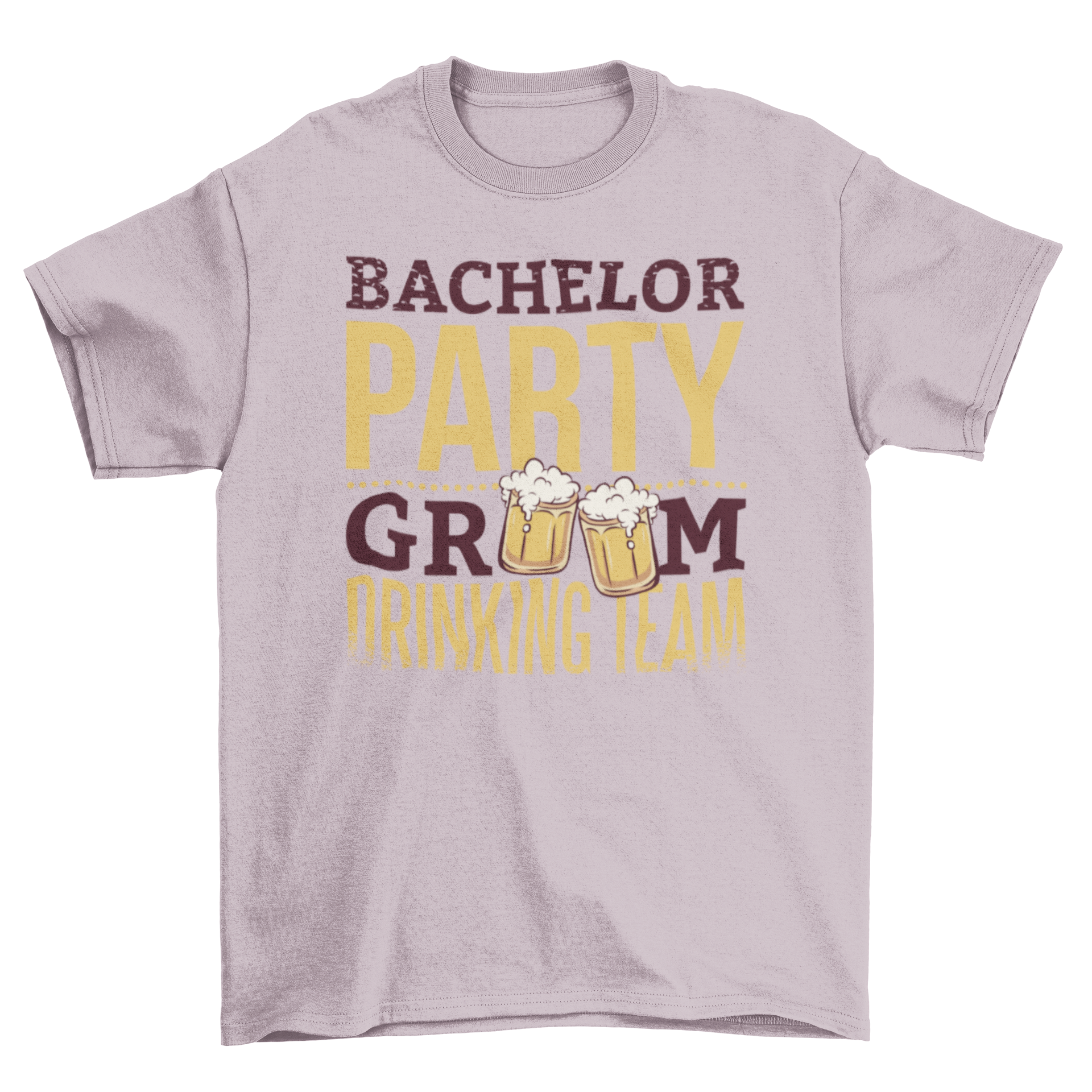 Bachelor Party T-shirt featuring beer pints and catchy slogan for groom's drinking team.