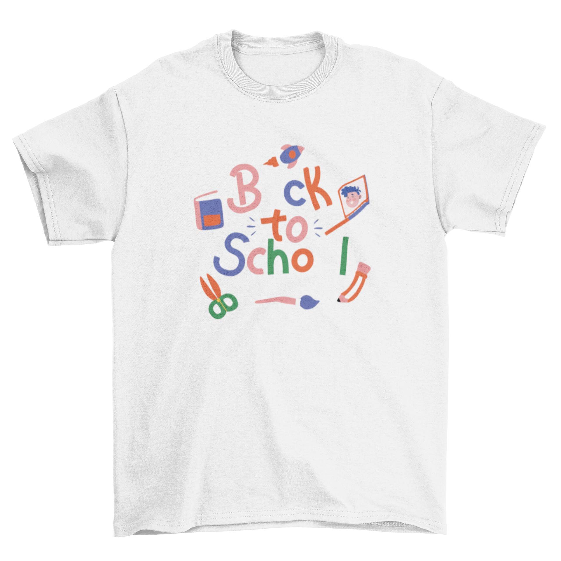 Colorful t-shirt featuring the quote 'Back to school - pandemic edition' designed for students.