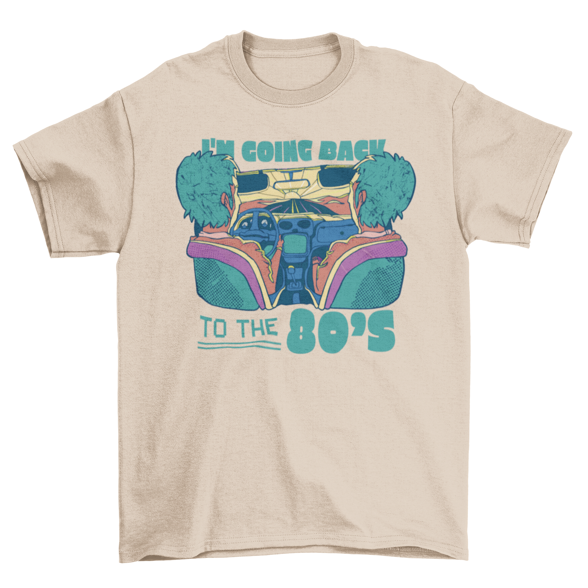 Back to the 80's quote t-shirt featuring a retro car design and nostalgic quote.