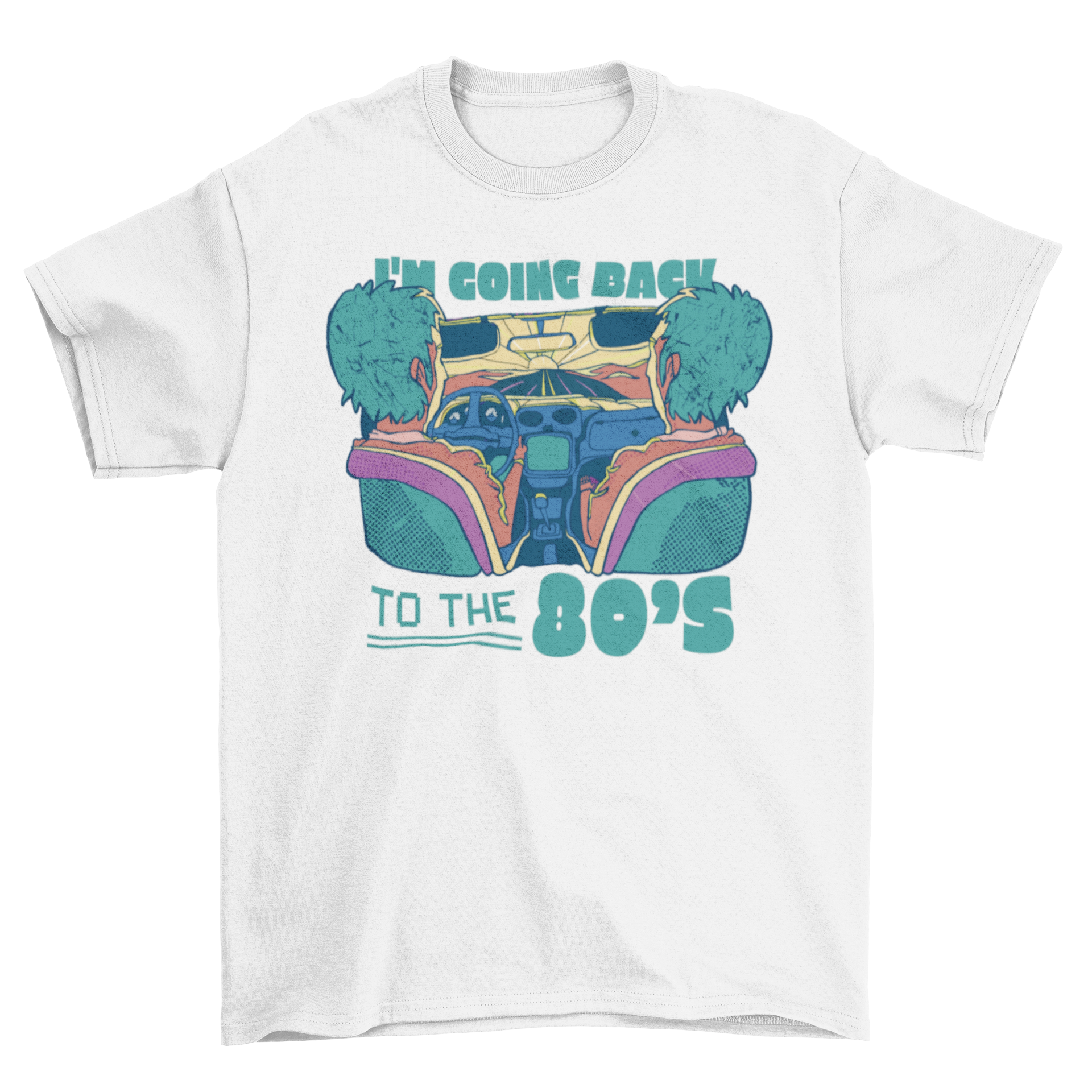 Back to the 80's quote t-shirt featuring a retro car design and nostalgic quote.