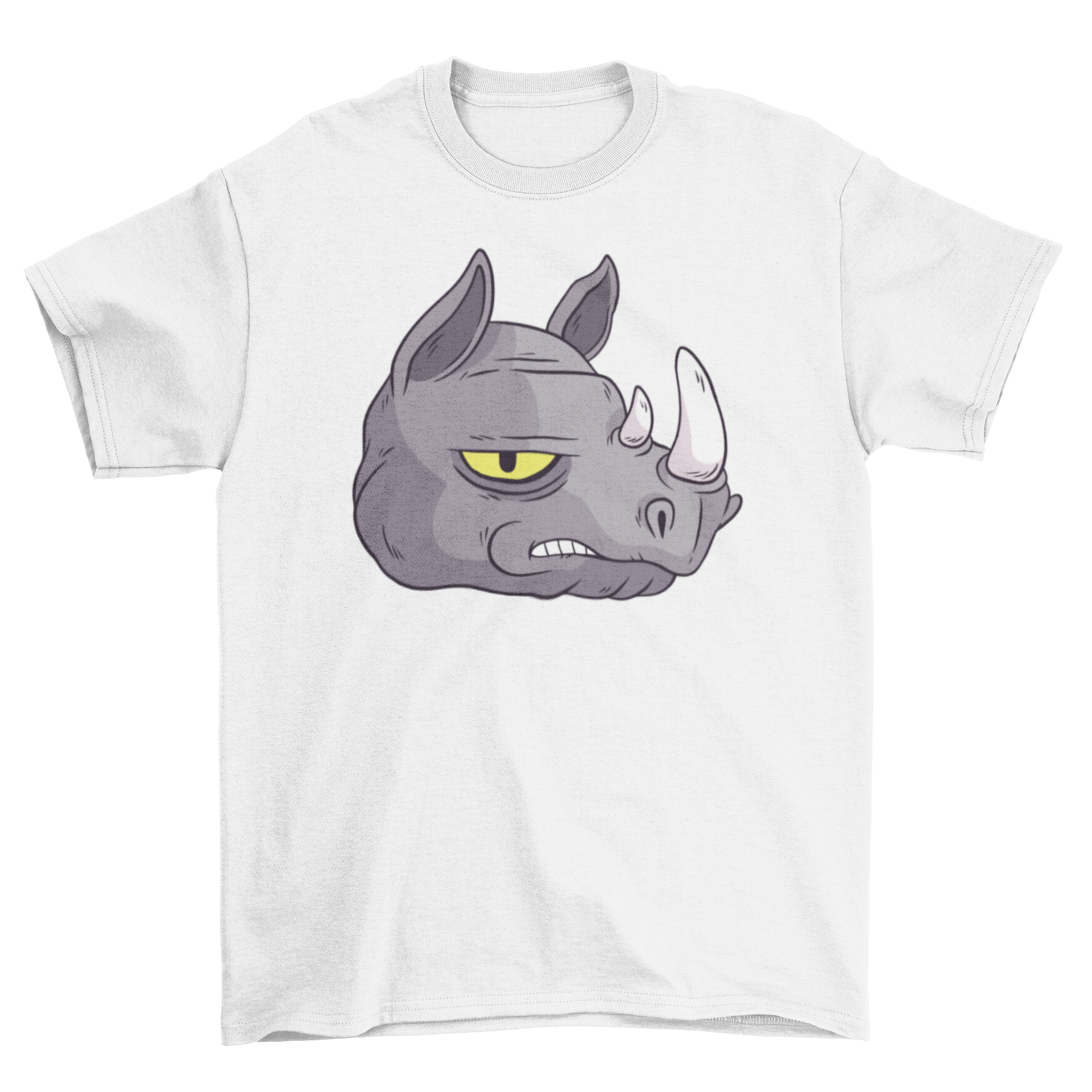 A stylish Bad Black Rhino T-shirt featuring a bold graphic of a black rhino, perfect for casual wear and wildlife enthusiasts.