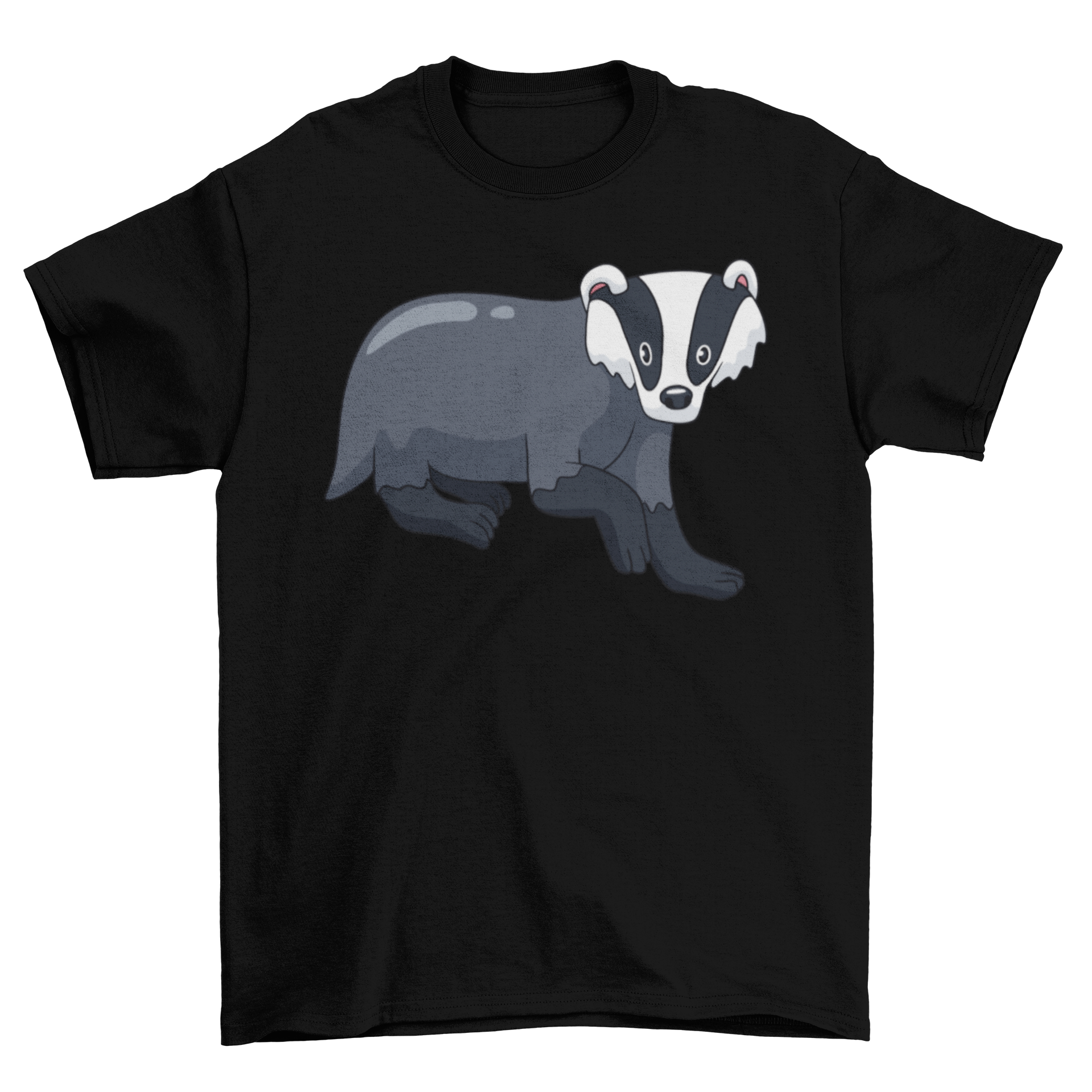 A stylish t-shirt featuring a captivating illustration of a badger staring, perfect for animal lovers.