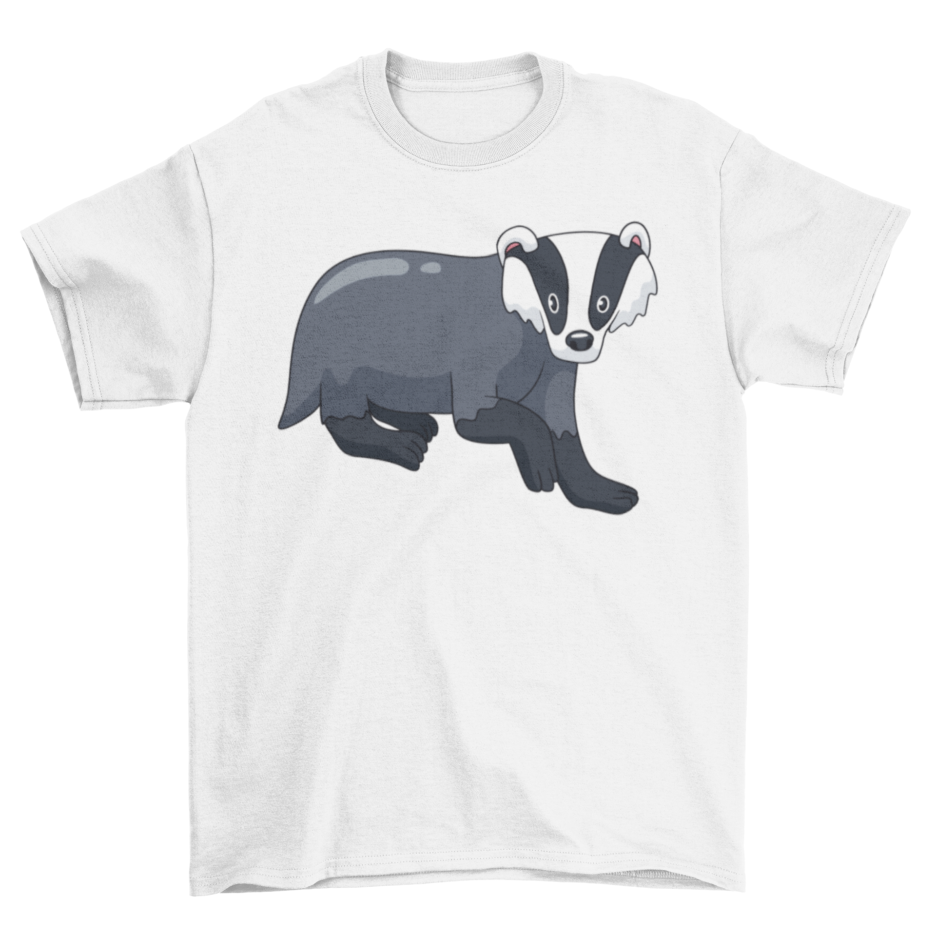 A stylish t-shirt featuring a captivating illustration of a badger staring, perfect for animal lovers.