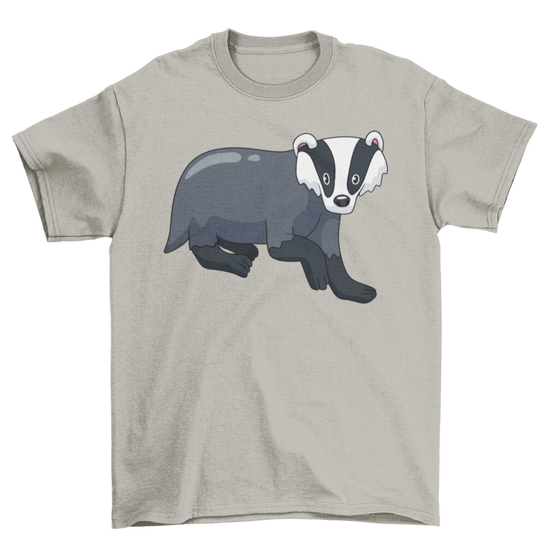 A stylish t-shirt featuring a captivating illustration of a badger staring, perfect for animal lovers.