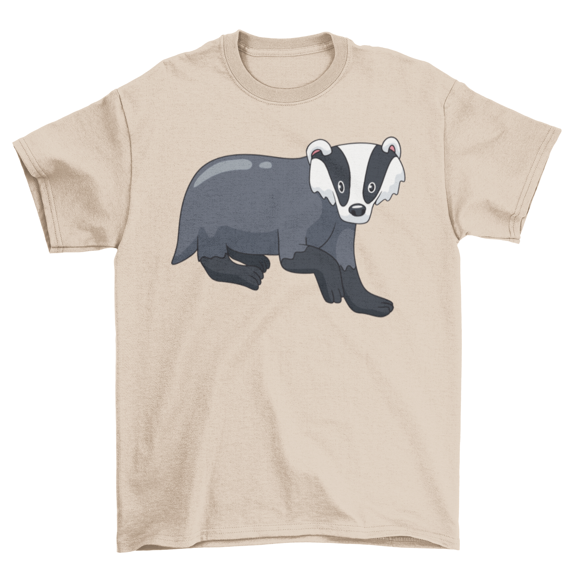 A stylish t-shirt featuring a captivating illustration of a badger staring, perfect for animal lovers.