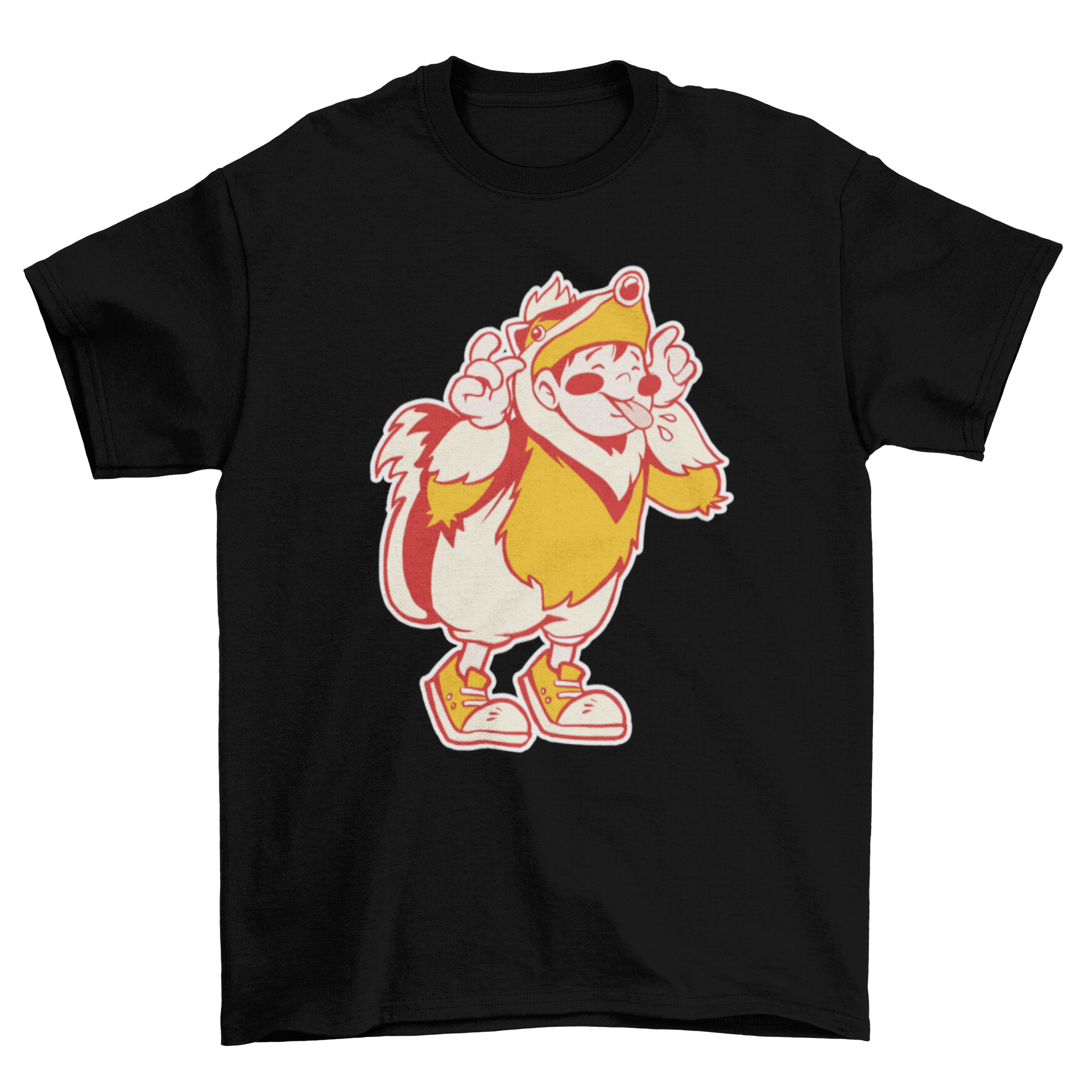 A cute t-shirt featuring a child dressed in a badger costume, showcasing playful design and vibrant colors.