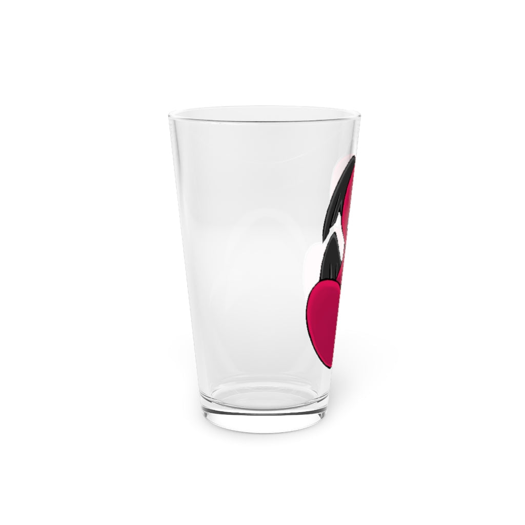 Baiyu Pint Glass, 16oz, clear glass with custom printed design, perfect for beverages.