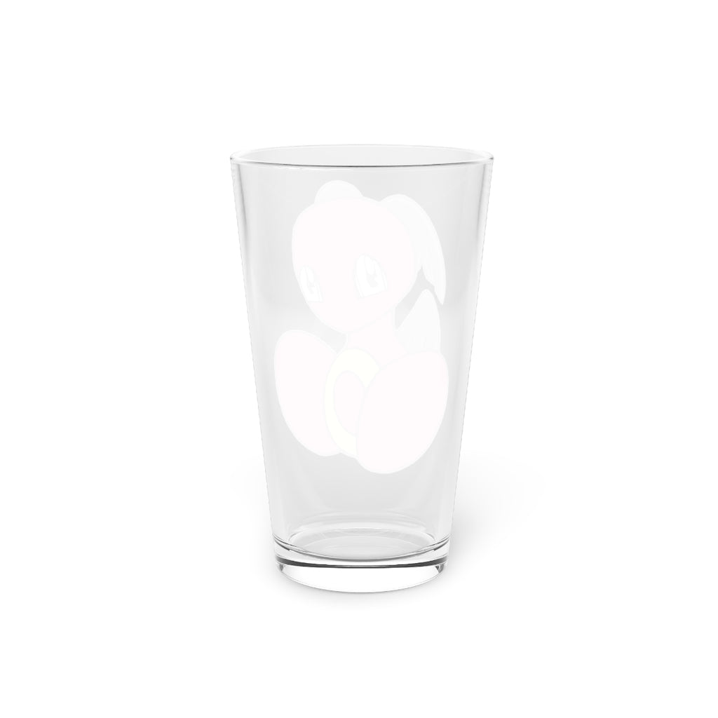 Baiyu Pint Glass, 16oz, clear glass with custom printed design, perfect for beverages.