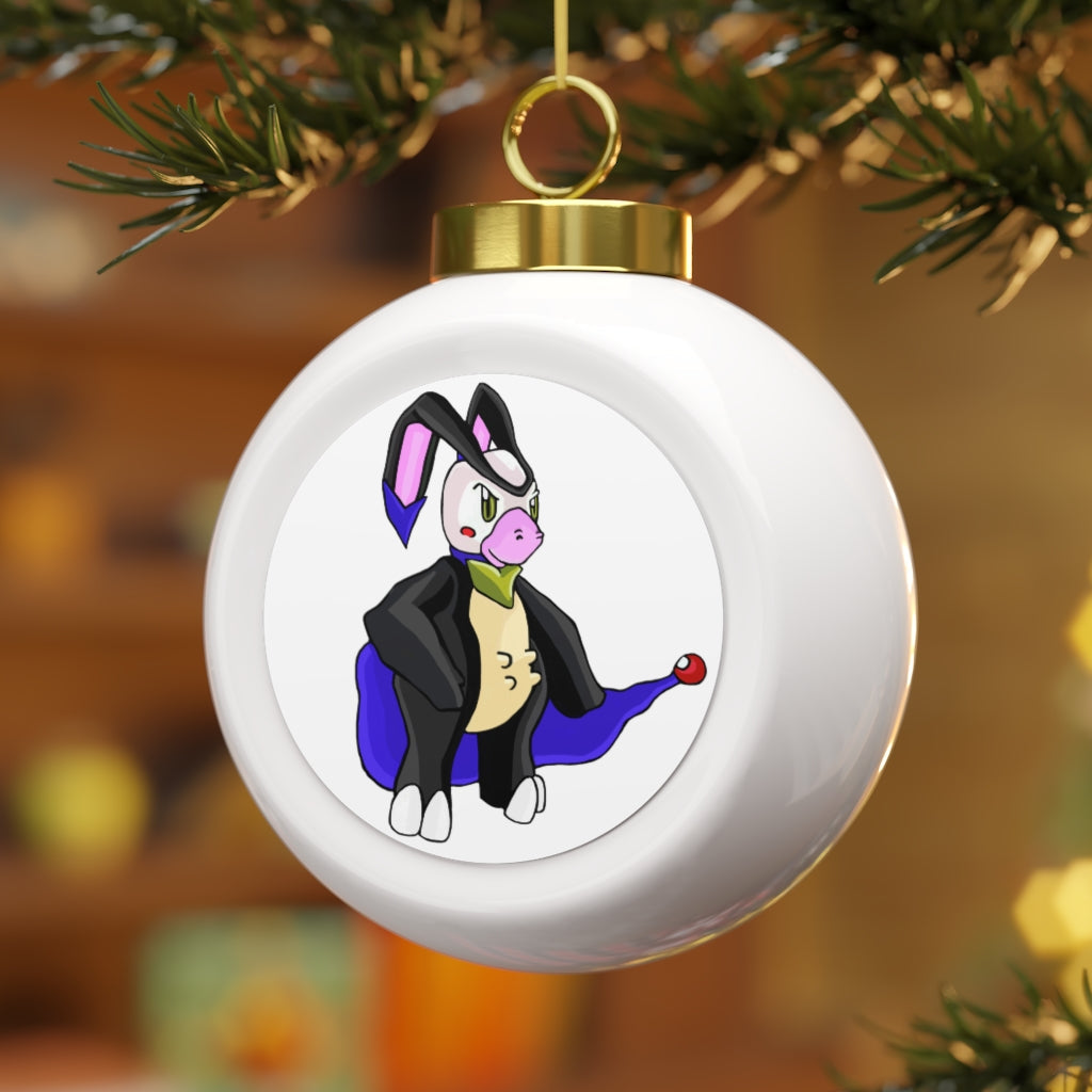 Bamryu Christmas Ball Ornament featuring a glossy ceramic finish, gold ribbon, and vintage design with tree or bell decoration.