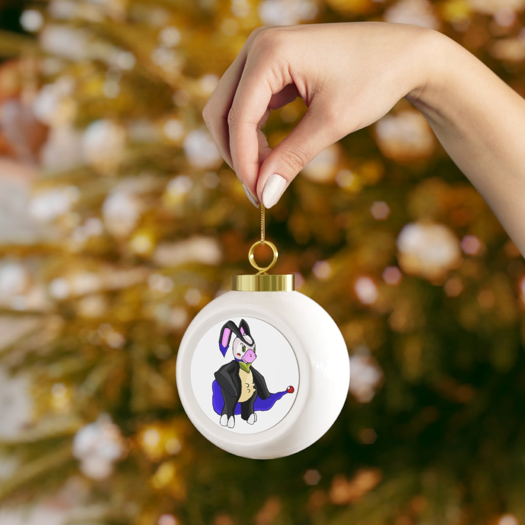 Bamryu Christmas Ball Ornament featuring a glossy ceramic finish, gold ribbon, and vintage design with tree or bell decoration.