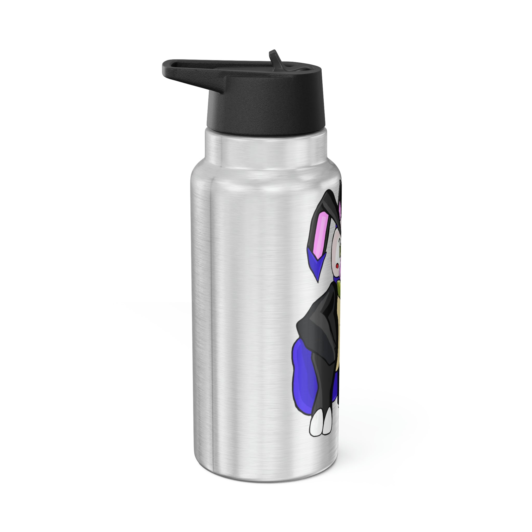 Bamryu Gator Tumbler in stainless steel with a black cap and straw, showcasing a customizable design.