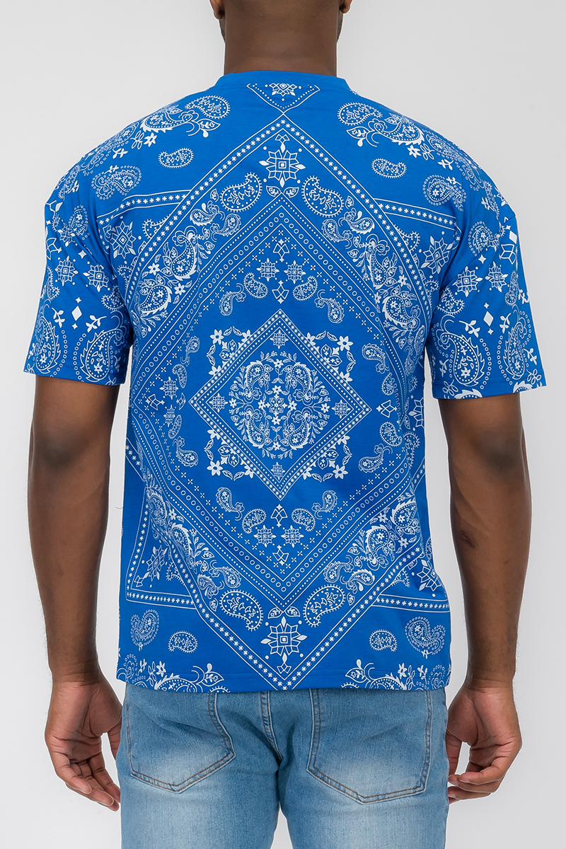 A stylish bandana print t-shirt made from 100% cotton, featuring a regular fit and vibrant design.