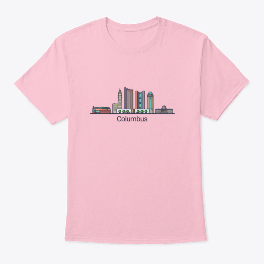 Stylish Columbus City Banner in flat line trendy design, showcasing the city's skyline with vibrant colors.