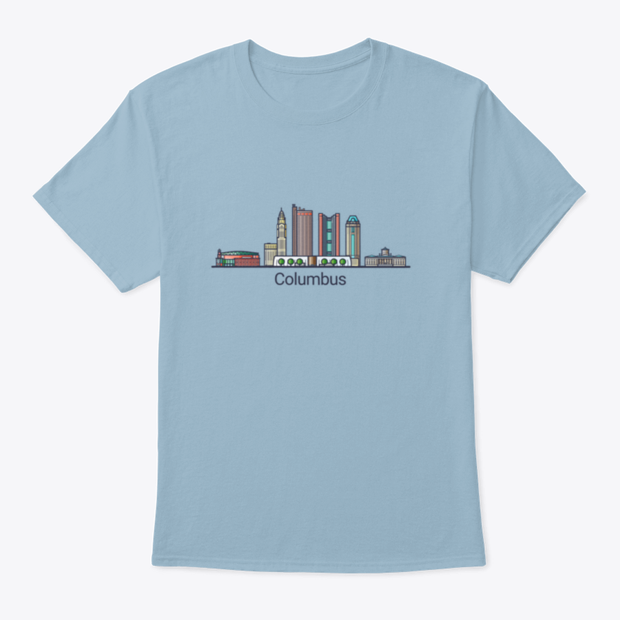 Stylish Columbus City Banner in flat line trendy design, showcasing the city's skyline with vibrant colors.