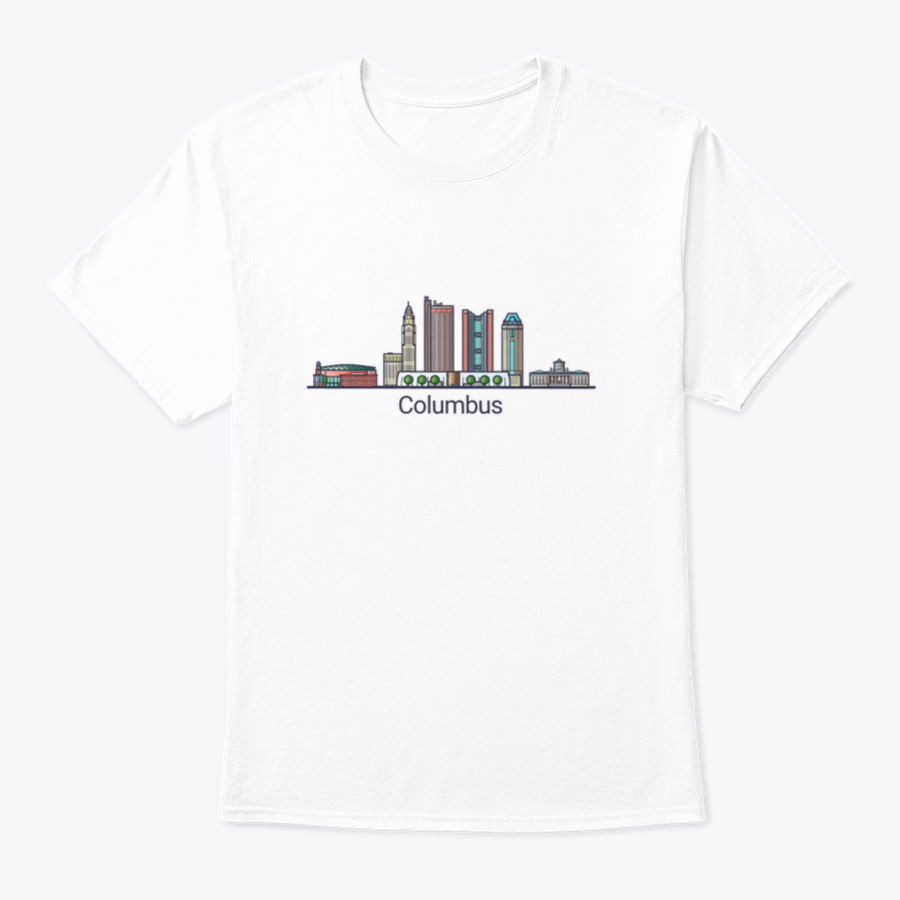 Stylish Columbus City Banner in flat line trendy design, showcasing the city's skyline with vibrant colors.