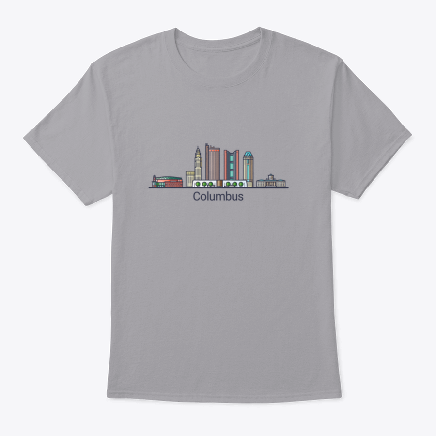 Stylish Columbus City Banner in flat line trendy design, showcasing the city's skyline with vibrant colors.