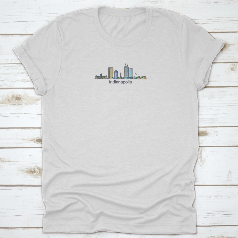 Stylish Banner of Indianapolis City featuring a trendy flat line design, showcasing the skyline in vibrant colors.