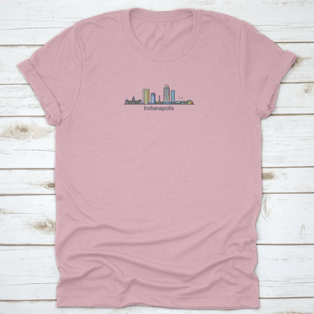 Stylish Banner of Indianapolis City featuring a trendy flat line design, showcasing the skyline in vibrant colors.