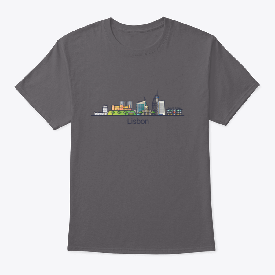 A flat line art banner depicting the iconic skyline of Lisbon City, showcasing its unique architecture and cultural landmarks in a minimalist style.