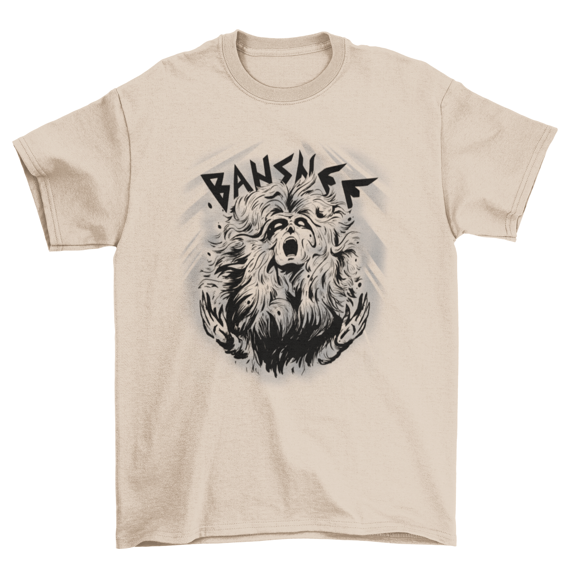 Banshee Celtic creature t-shirt featuring a woman screaming, symbolizing death in mythology.