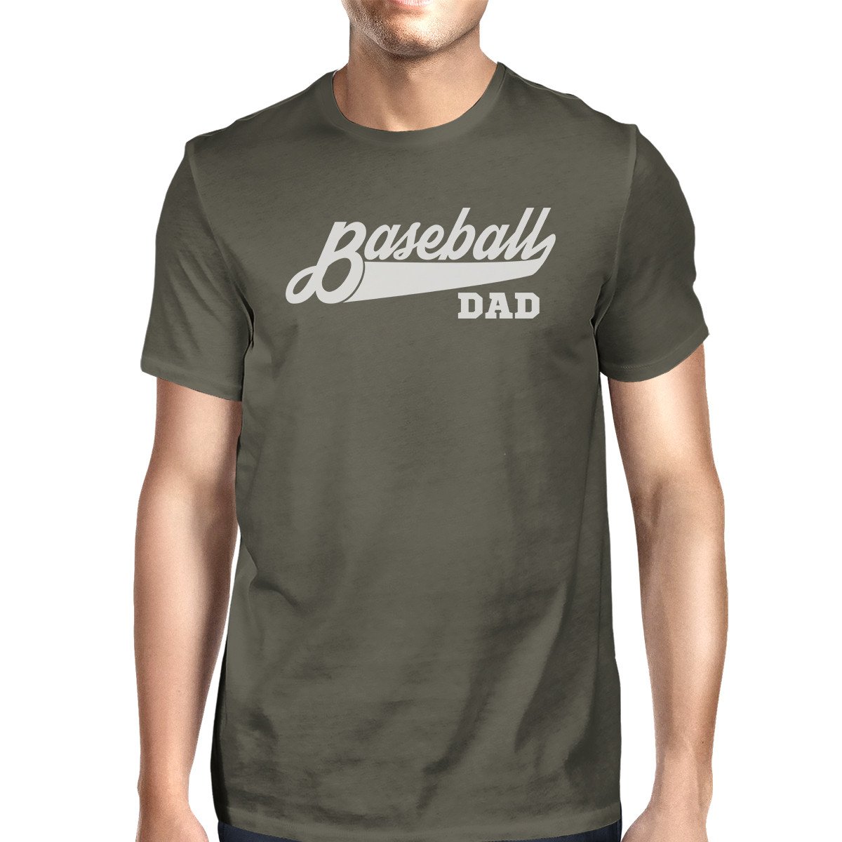 Dark gray cotton shirt with a funny baseball dad graphic design, perfect for Father's Day gifts.