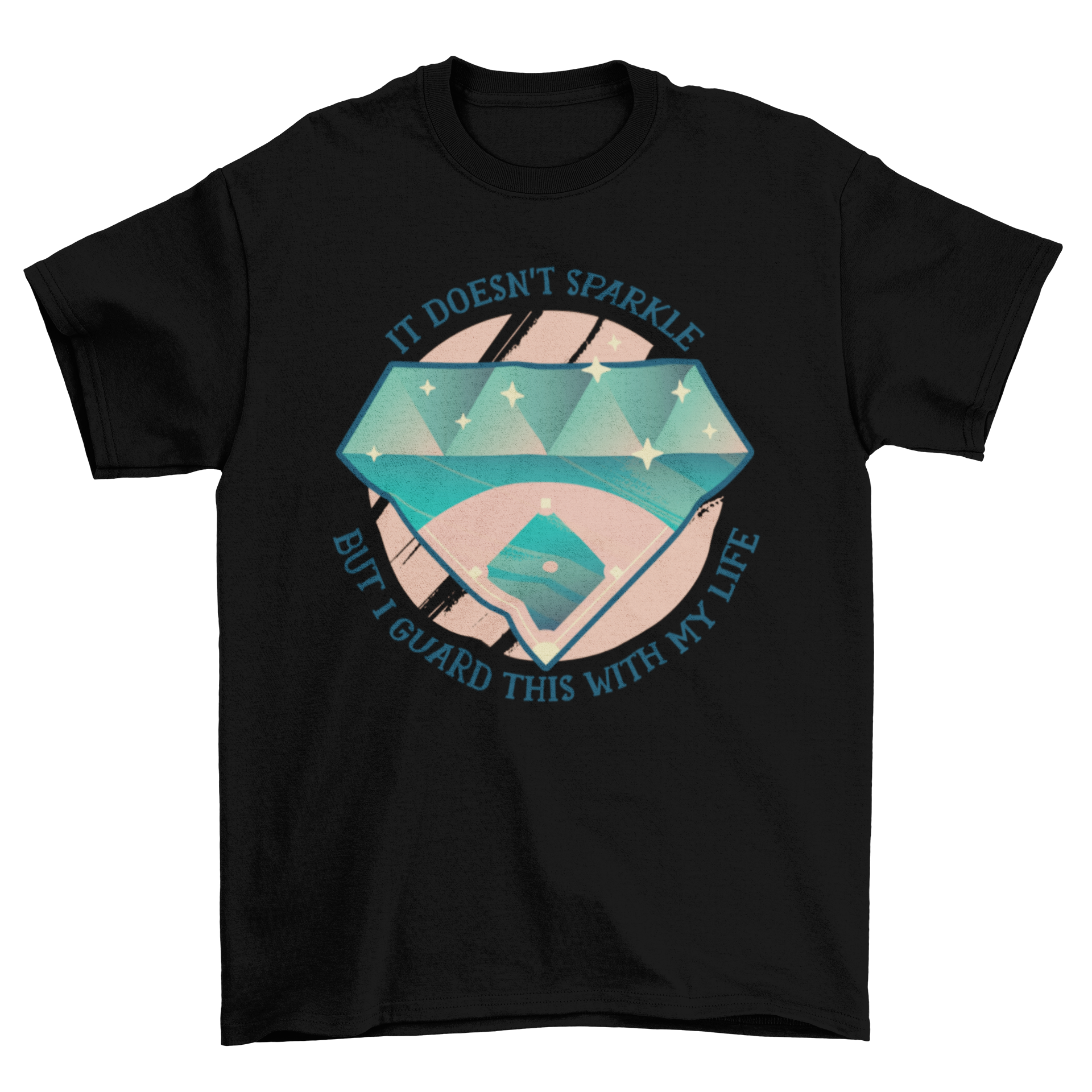 Baseball Quote T-shirt featuring a diamond-shaped baseball field and an inspiring quote.