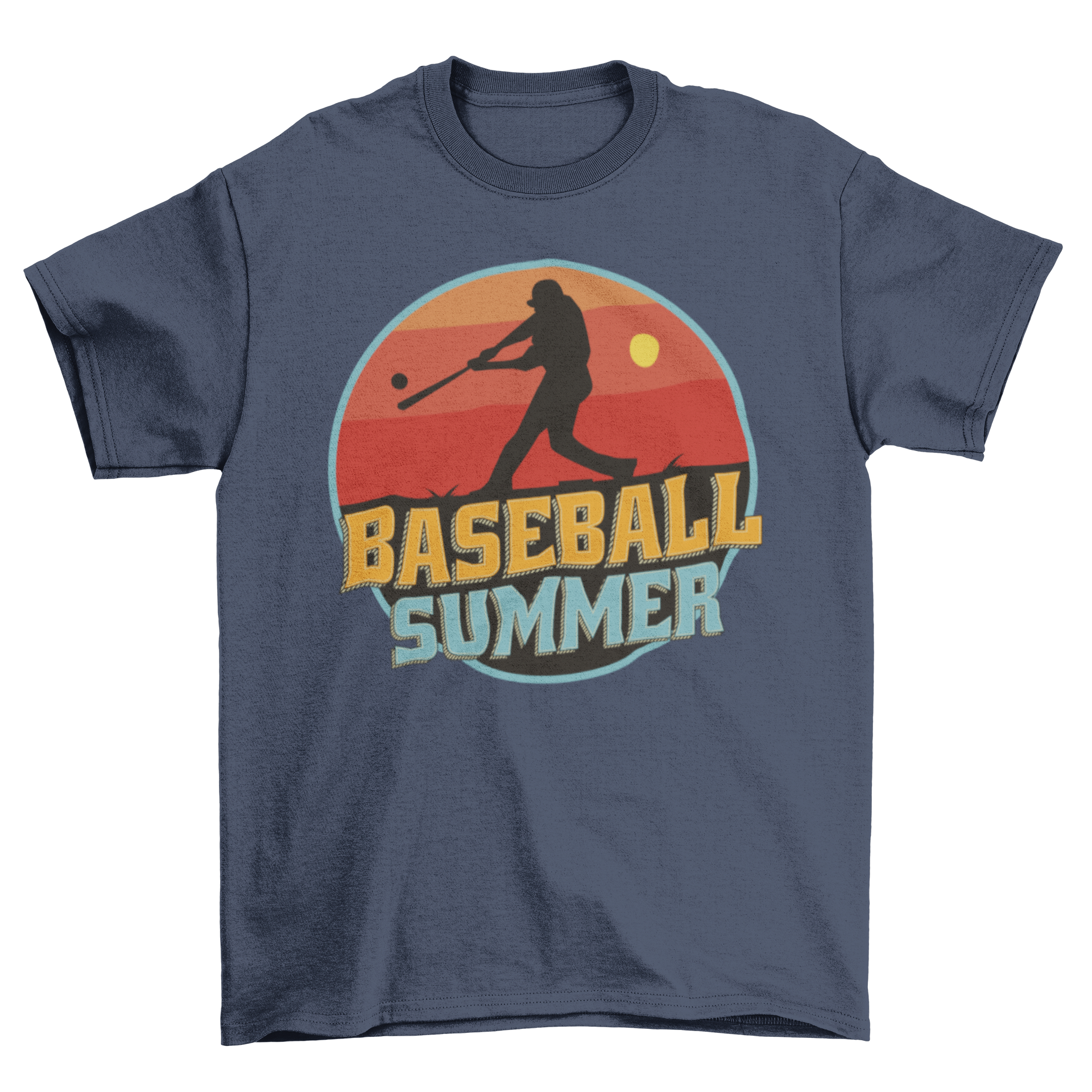 Baseball summer t-shirt featuring a baseball player silhouette and the quote 'Baseball summer'.