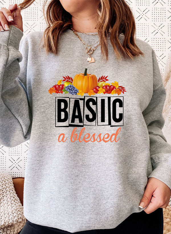 Basic & Blessed Sweat Shirt featuring a cozy fleece lining and adjustable cuffs, designed for comfort and style.