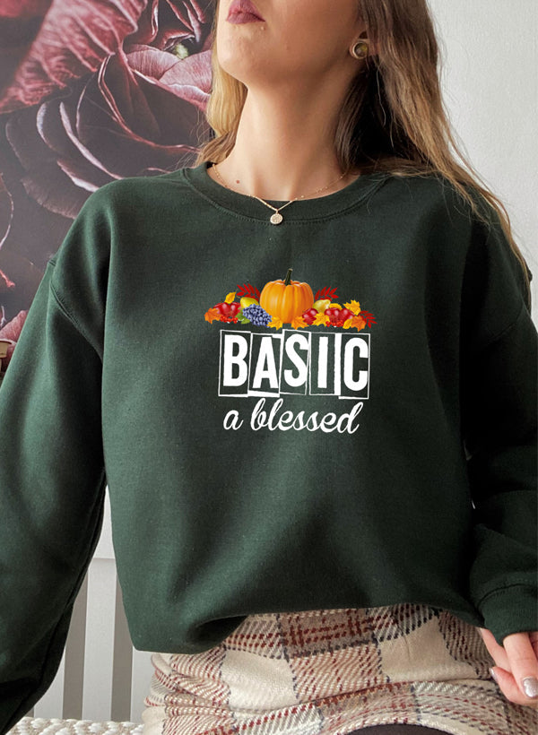 Basic & Blessed Sweat Shirt featuring a cozy fleece lining and adjustable cuffs, designed for comfort and style.