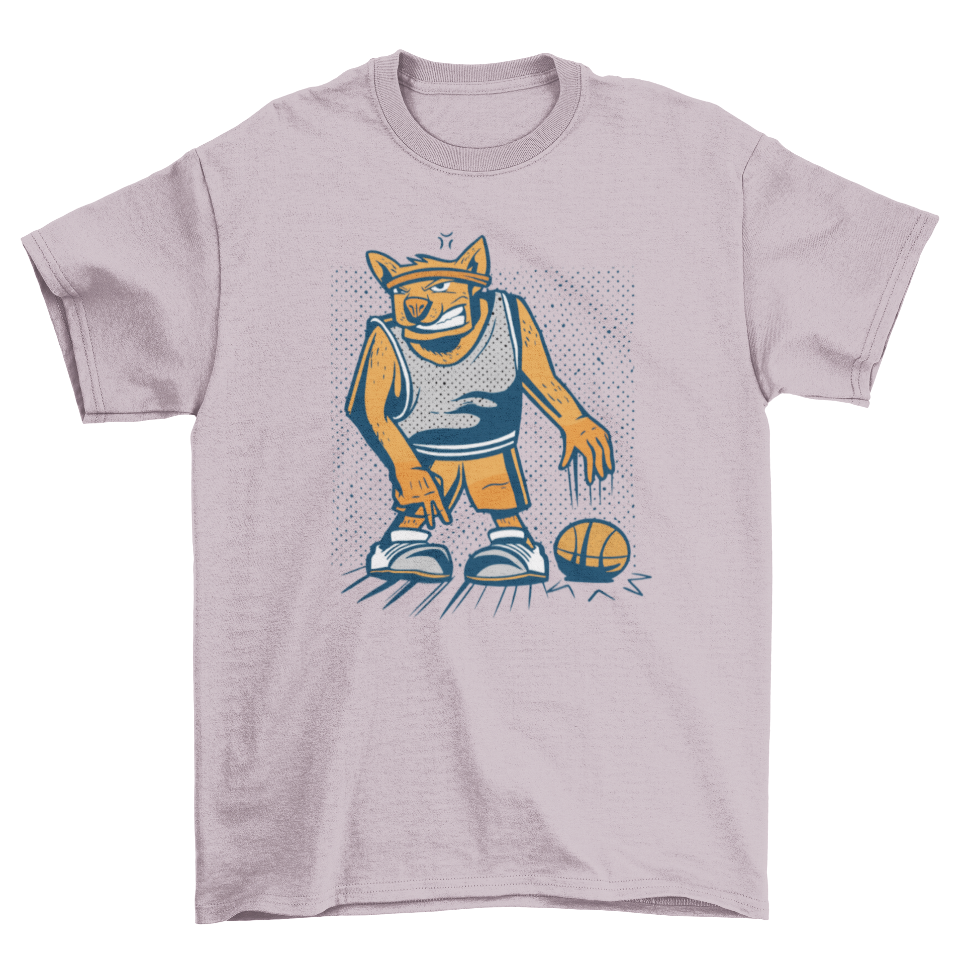 A playful t-shirt featuring a smirking dog dribbling a basketball, perfect for dog lovers and sports fans.