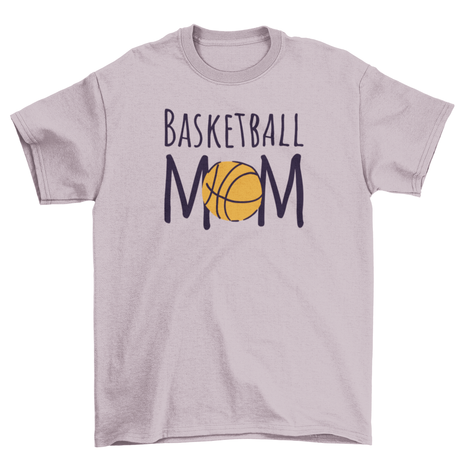 A stylish t-shirt featuring the quote 'Basketball Mom' in bold letters, perfect for proud basketball moms.