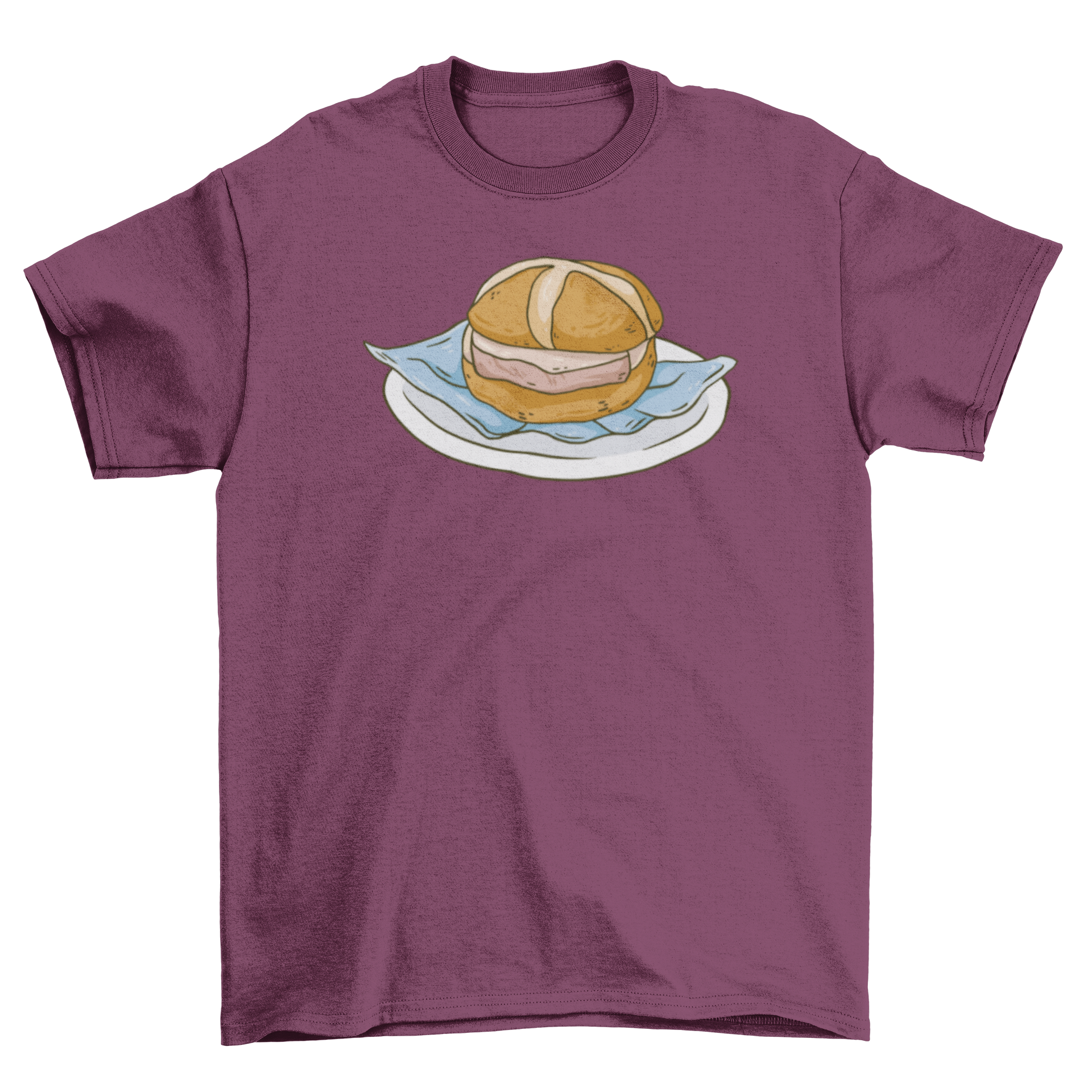 Bavarian sandwich t-shirt featuring a colorful Leberkassemmel design on a soft fabric.