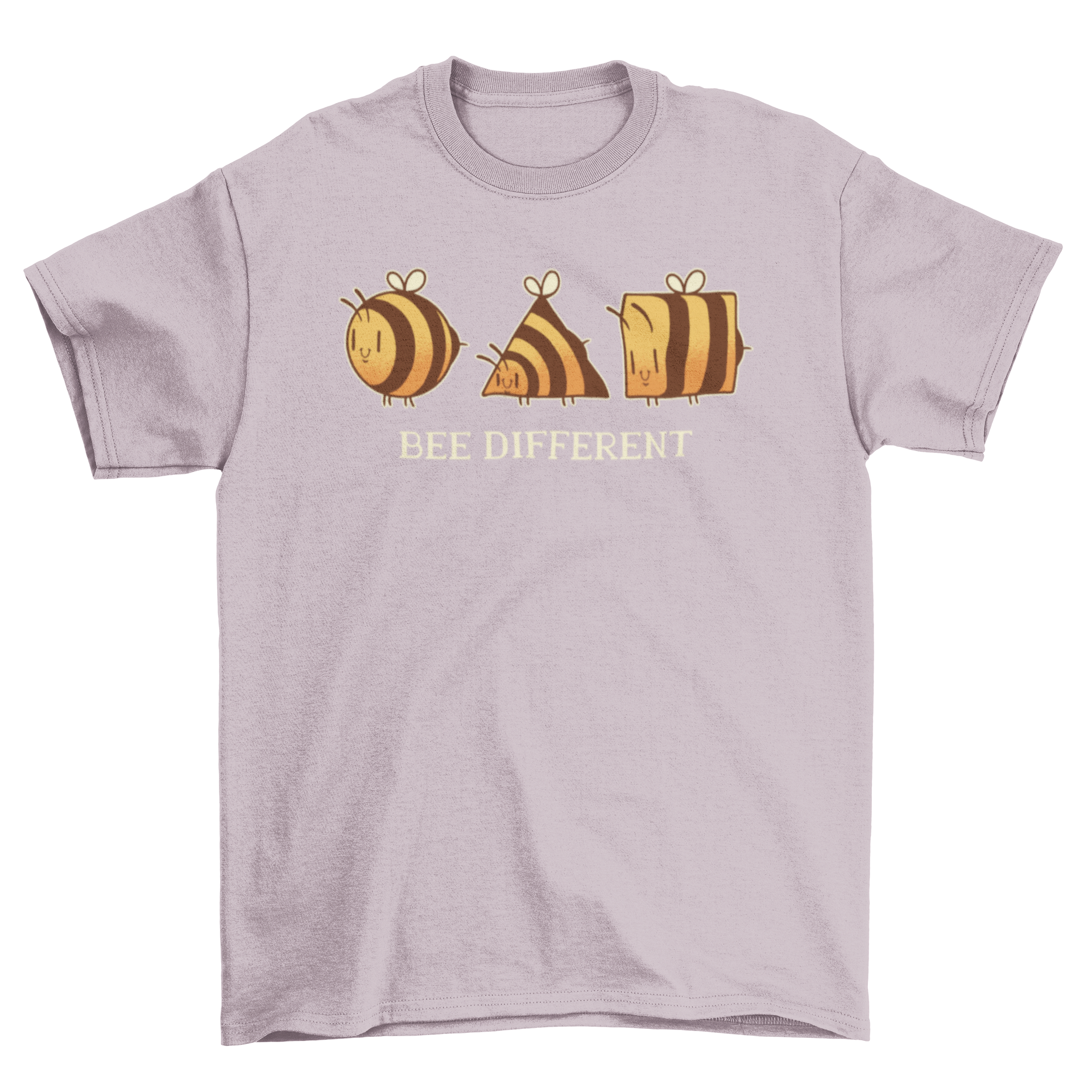 Bee Different t-shirt design featuring three artistic bees and the quote 'Bee different'.