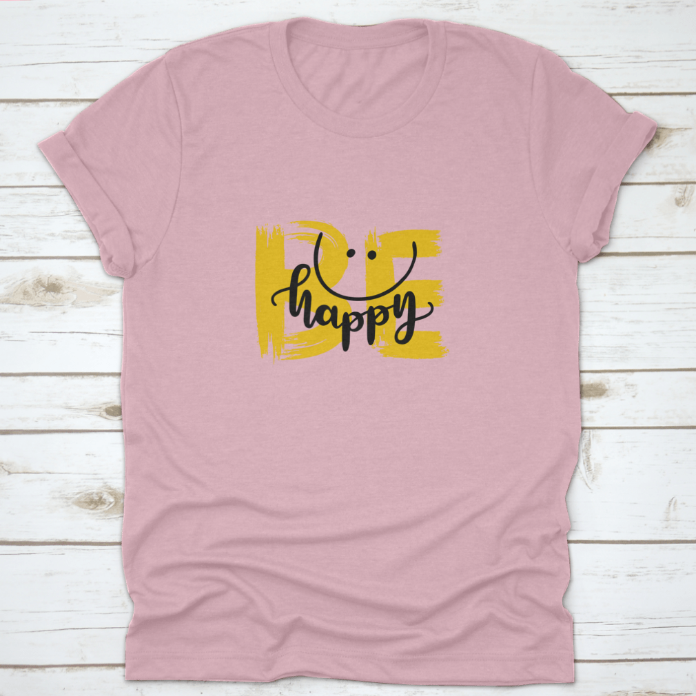 Be Happy Lettering Quote Print Shirt in a classic fit, made from 100% cotton, featuring motivational lettering design.