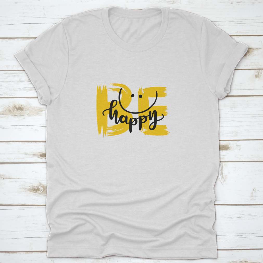 Be Happy Lettering Quote Print Shirt in a classic fit, made from 100% cotton, featuring motivational lettering design.