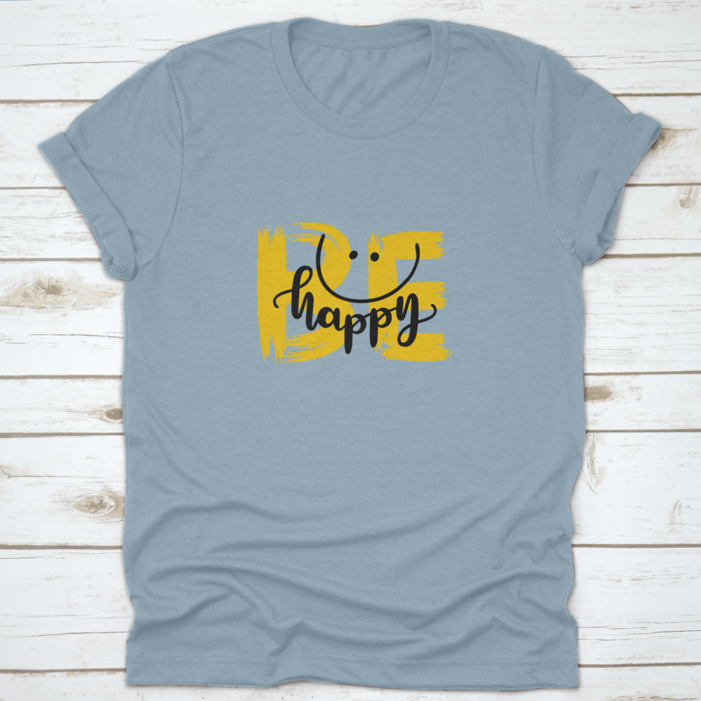 Be Happy Lettering Quote Print Shirt in a classic fit, made from 100% cotton, featuring motivational lettering design.