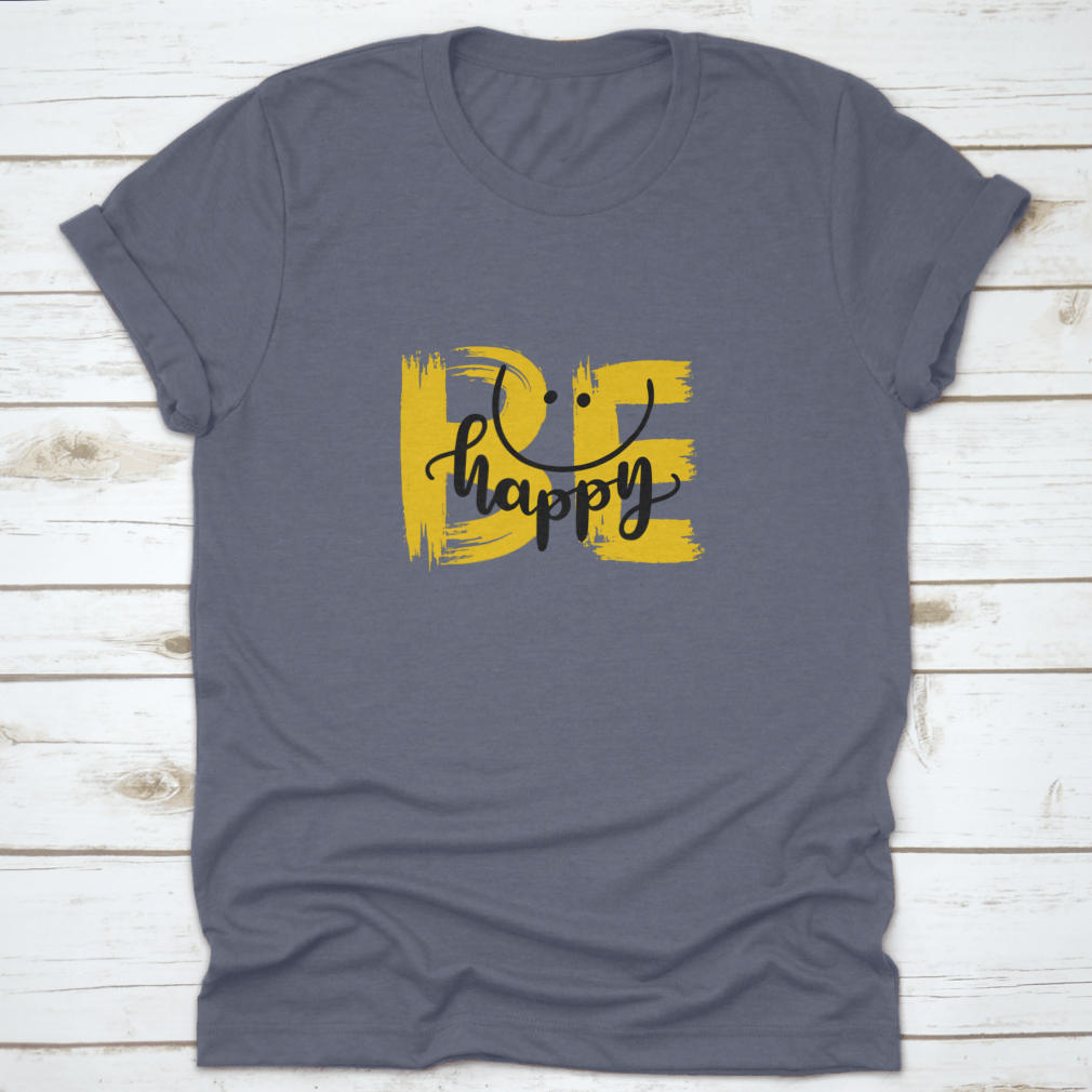 Be Happy Lettering Quote Print Shirt in a classic fit, made from 100% cotton, featuring motivational lettering design.