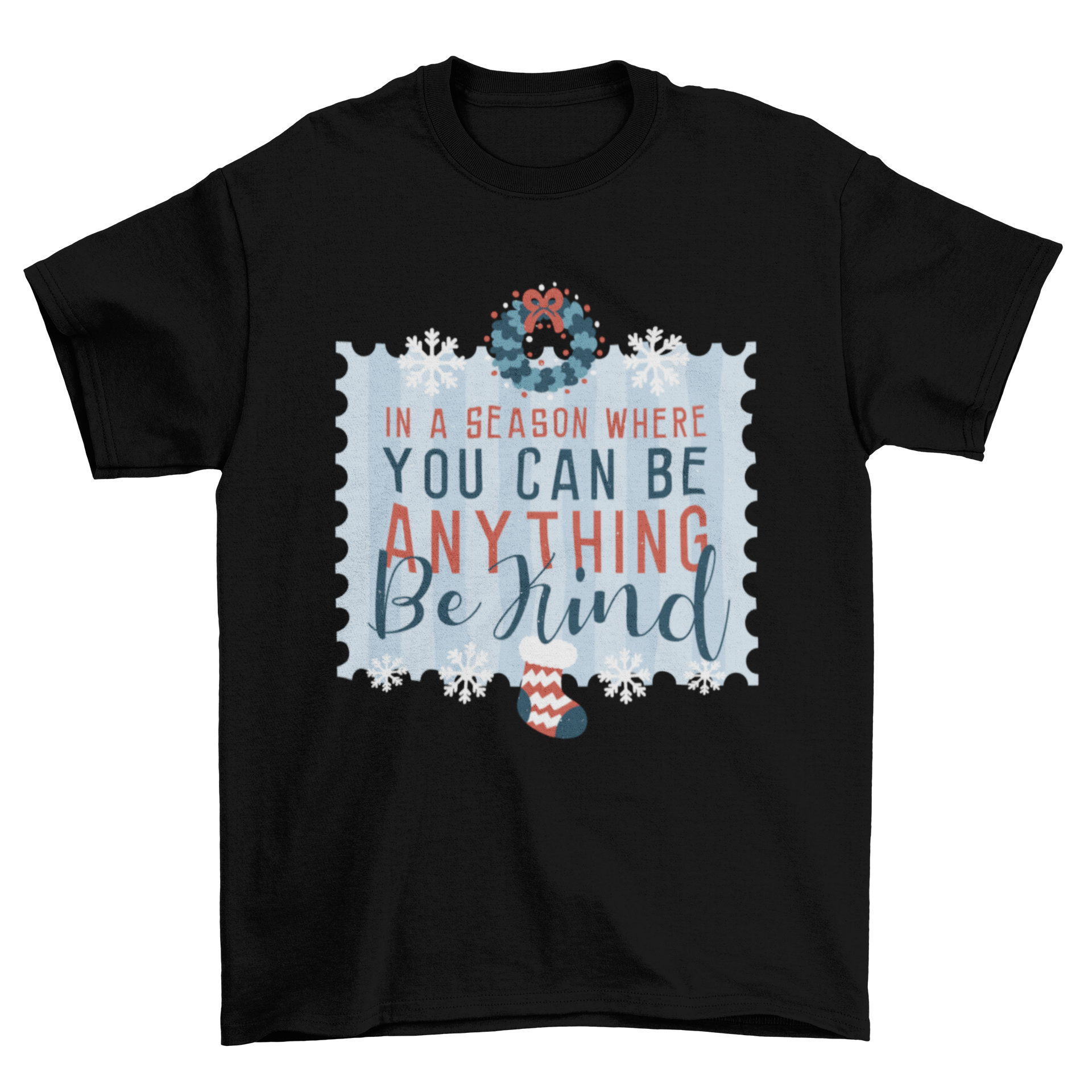 Be Kind Christmas t-shirt design featuring elegant lettering with a festive theme.