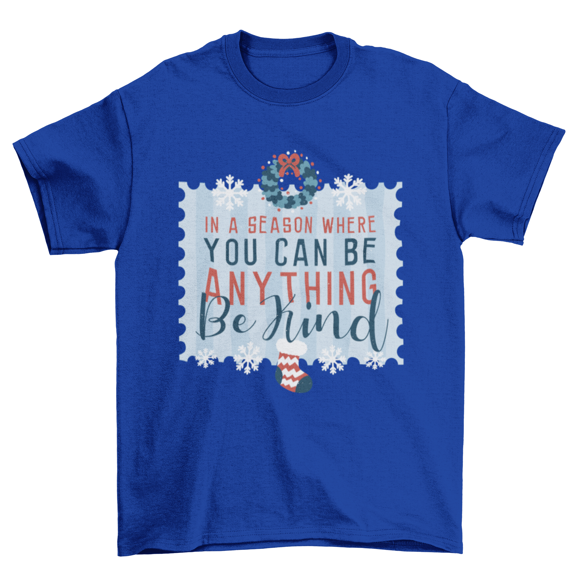 Be Kind Christmas t-shirt design featuring elegant lettering with a festive theme.