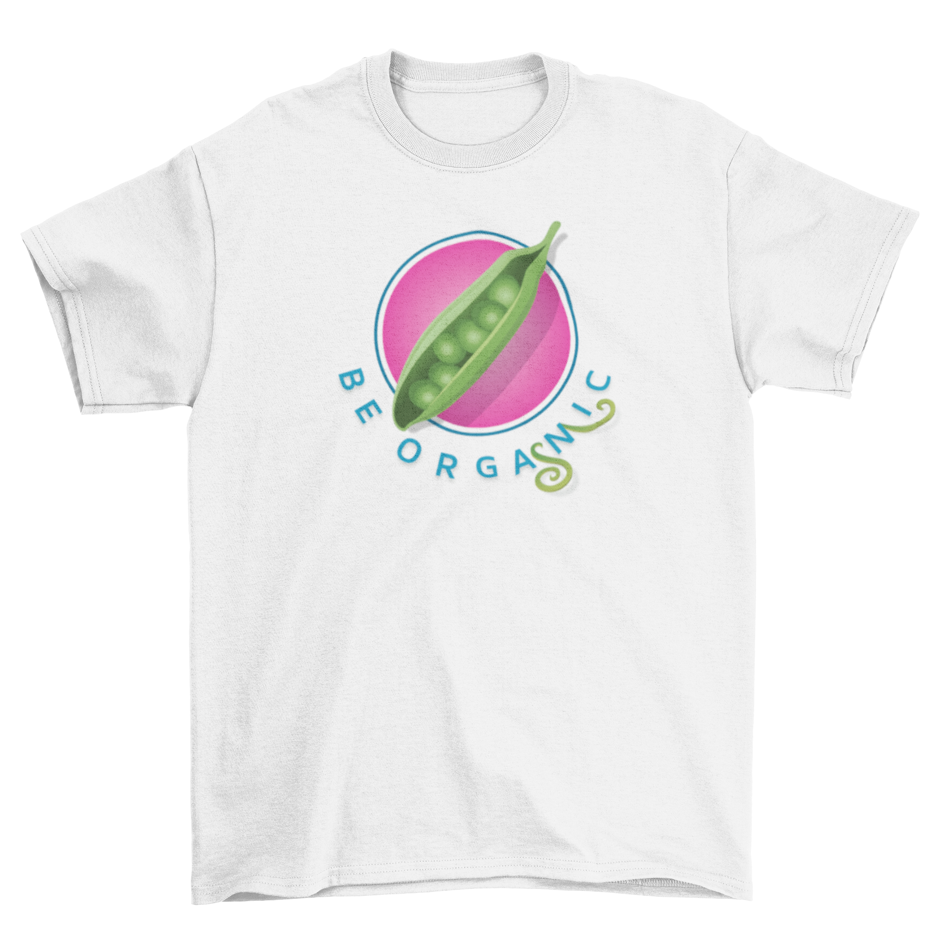 Be Orgasmic T-Shirt featuring a green bean seedcase design symbolizing female sexuality, made from soft, breathable fabric.