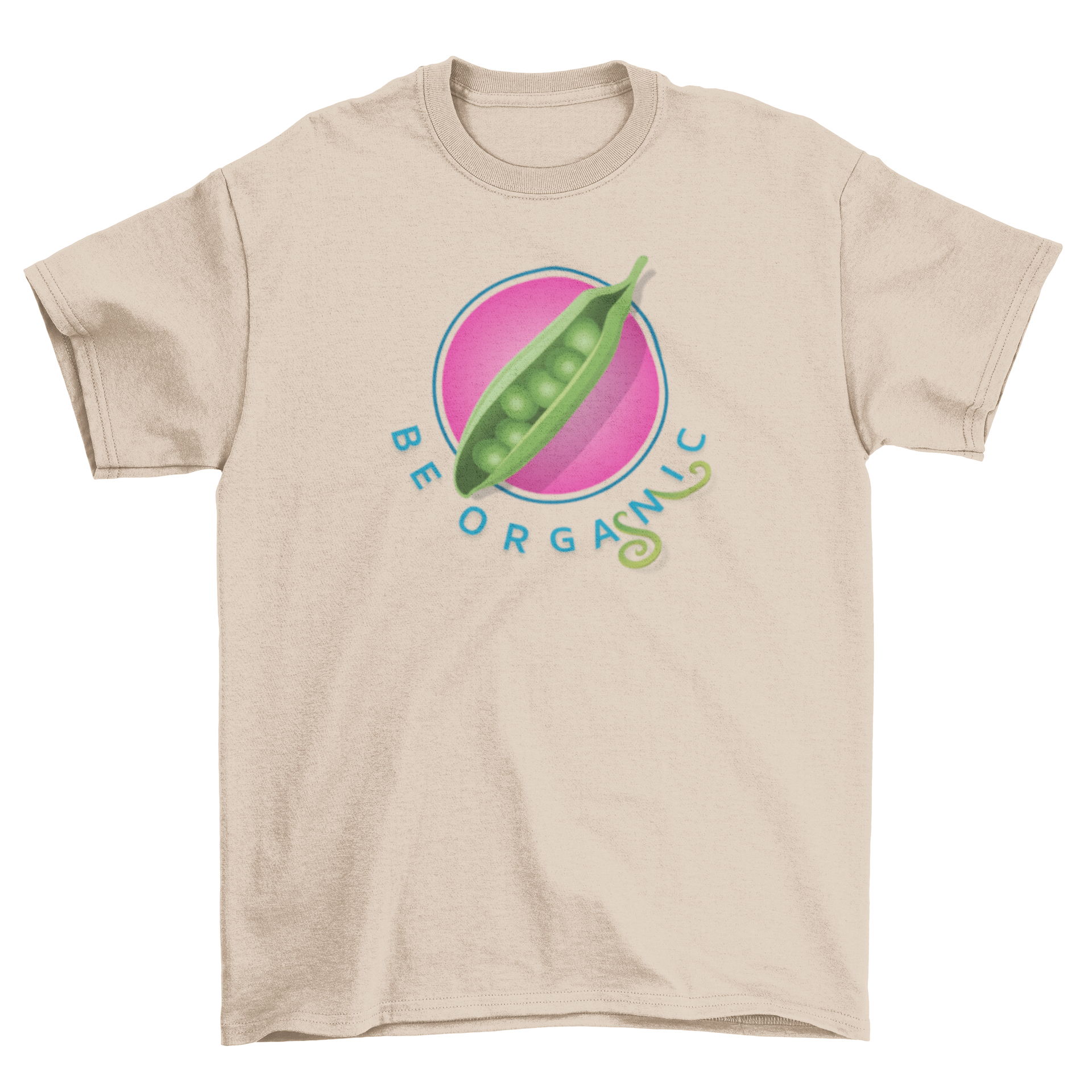 Be Orgasmic T-Shirt featuring a green bean seedcase design symbolizing female sexuality, made from soft, breathable fabric.